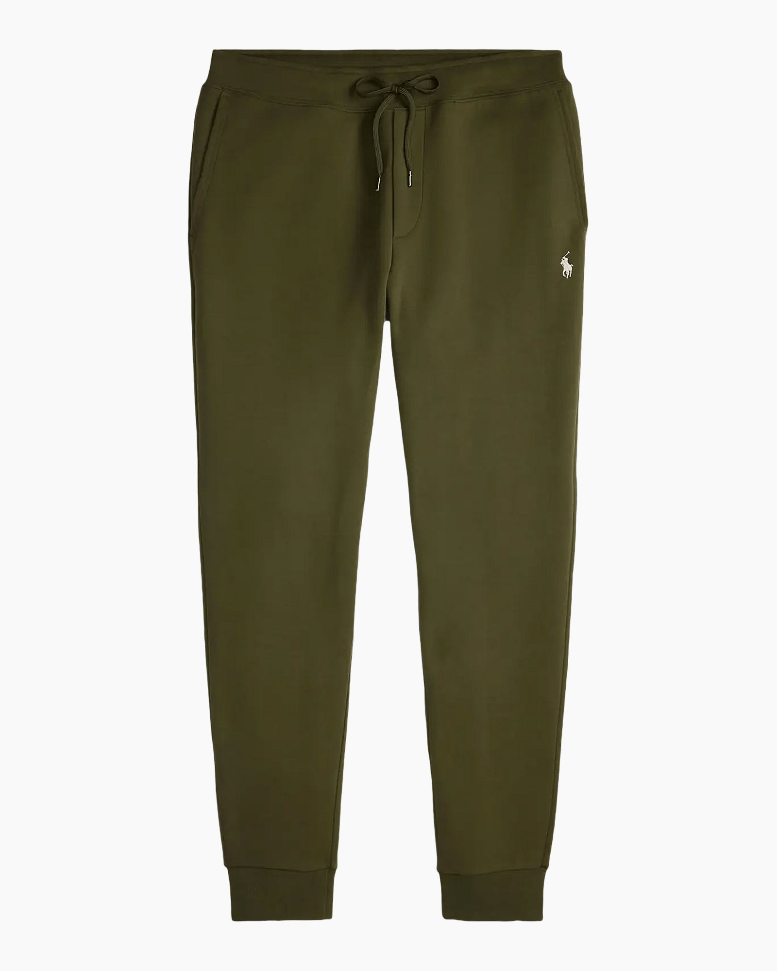 broek, olijfkleurig, touwsluiting, zakken, logo