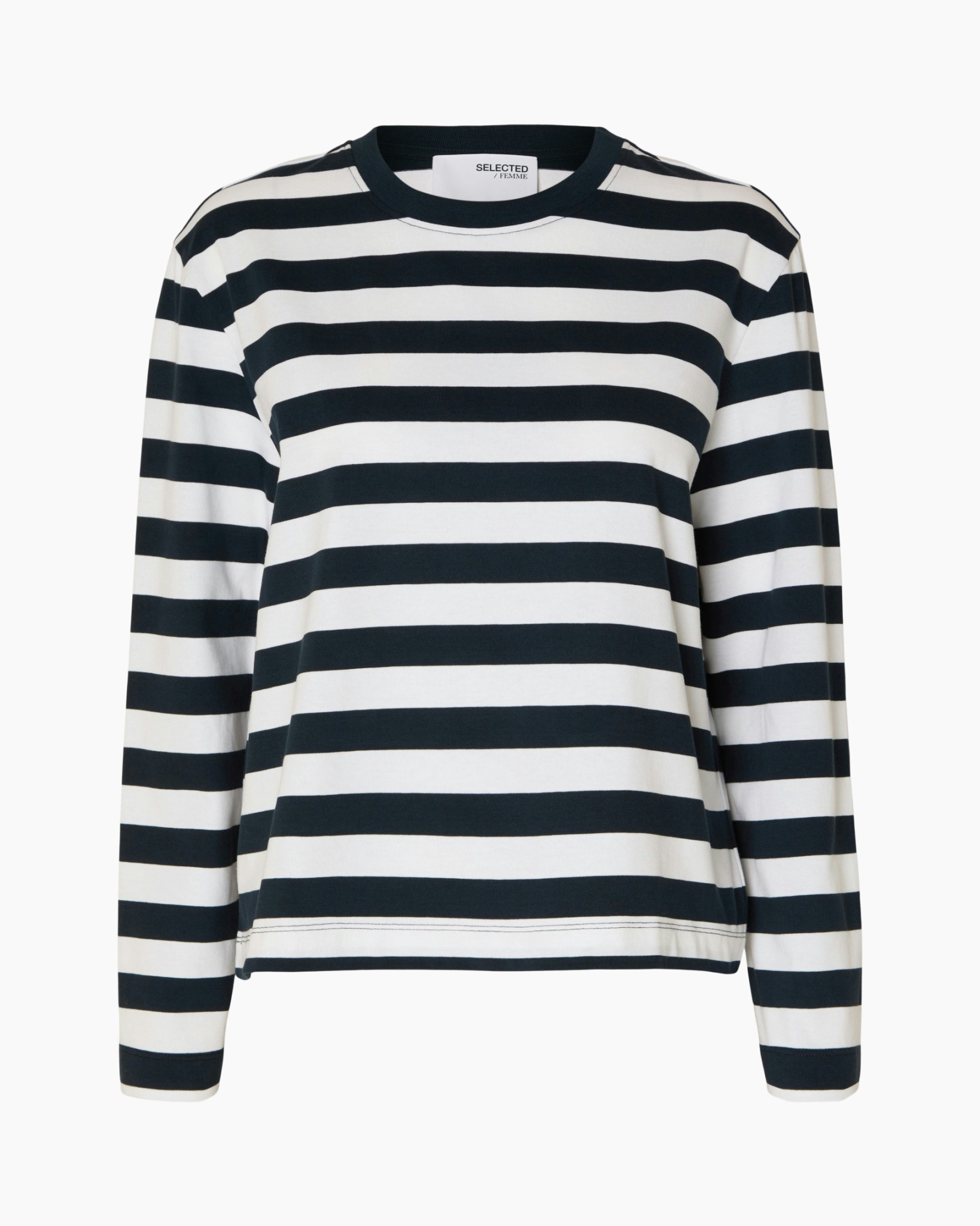 gestreept, lange mouwen, trui, marineblauw, wit