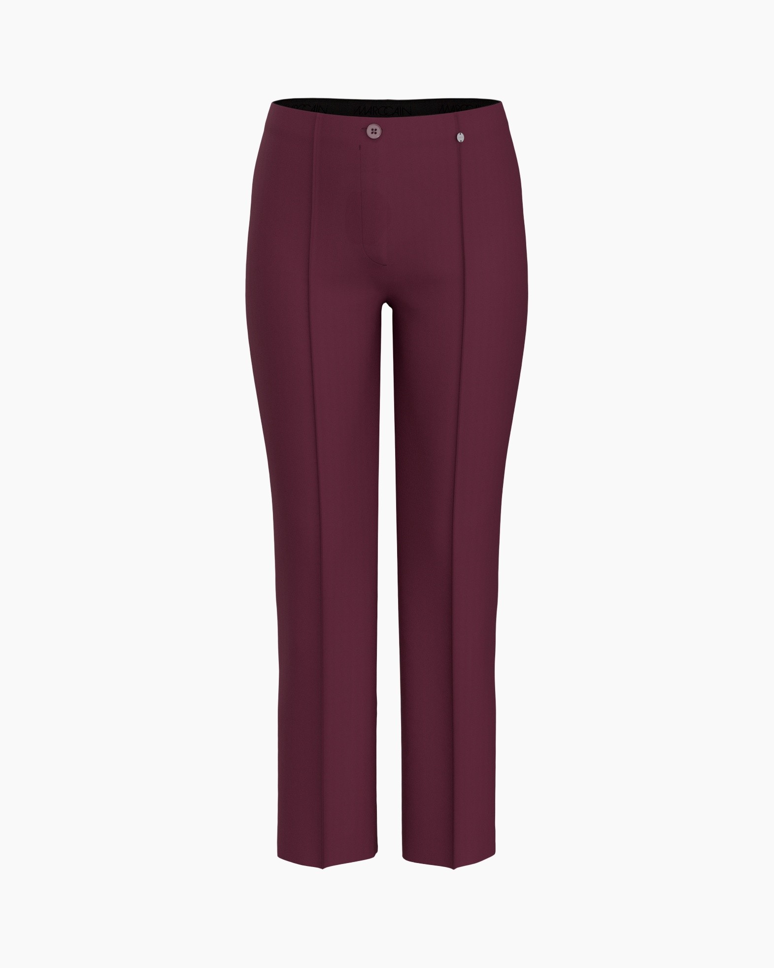 broek, broek, burgundy, effen, rits