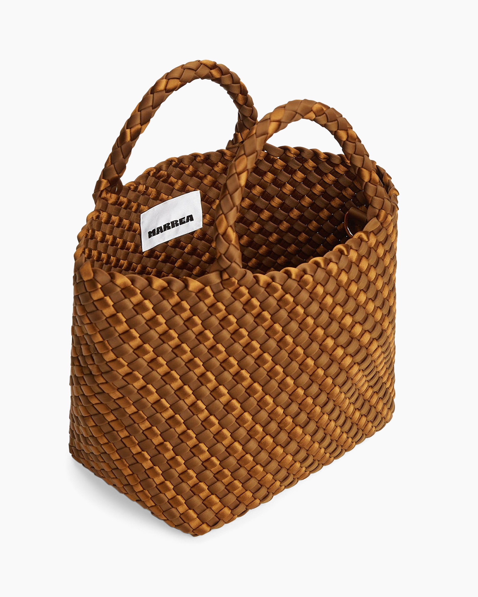 gevlochten tas, mandtas, bruine tas, handtas, twee hengsels