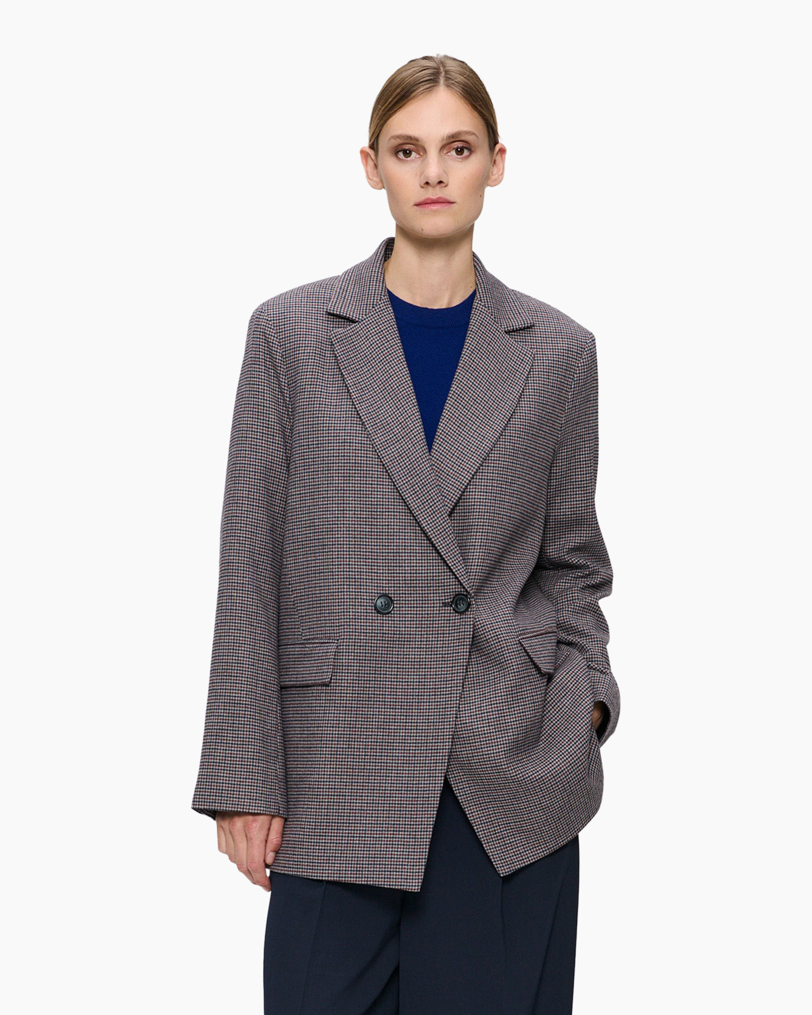 Blazer Mini Check Loose Grijs