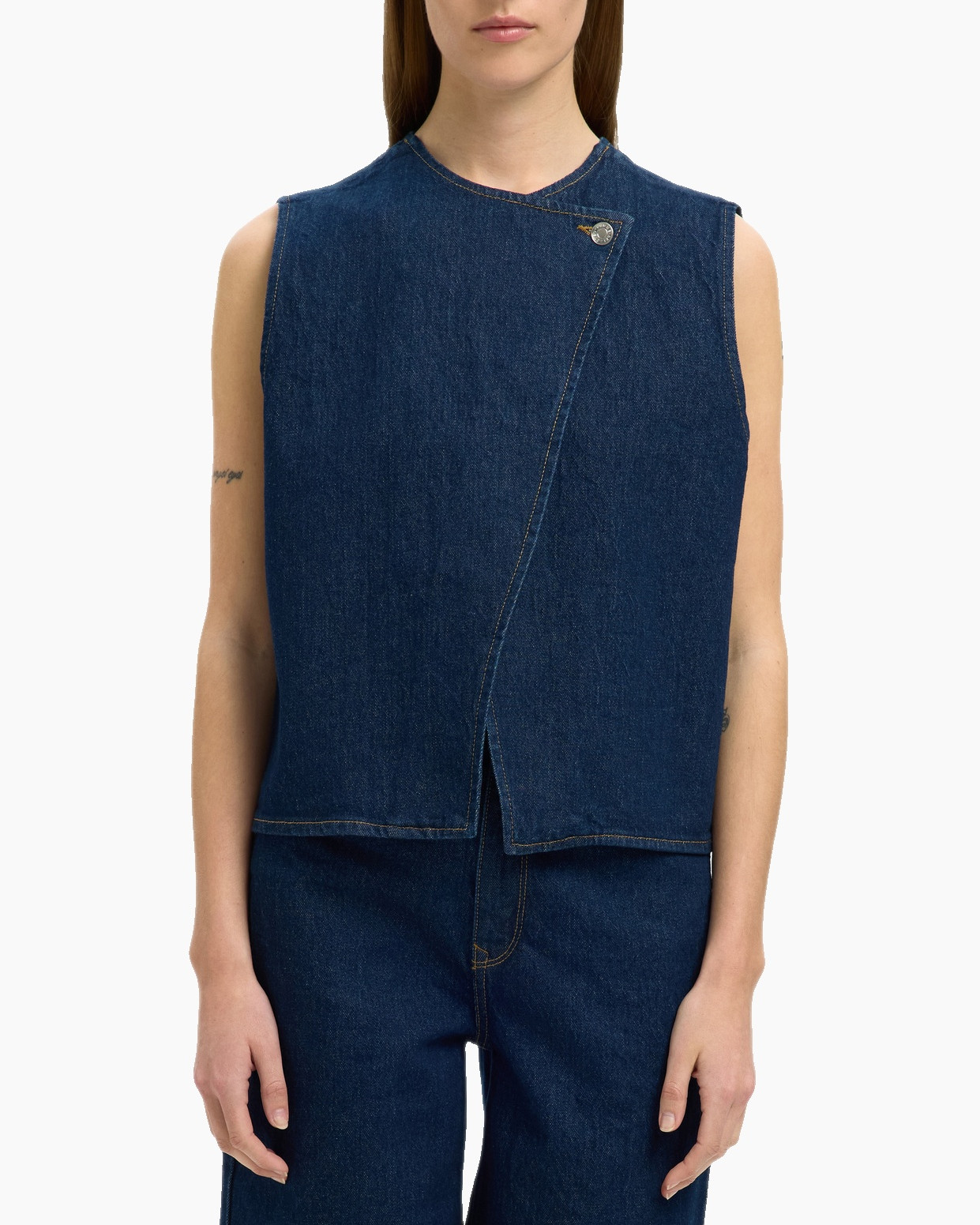 Vest Vida-kori Denim Vest Donker Blauw