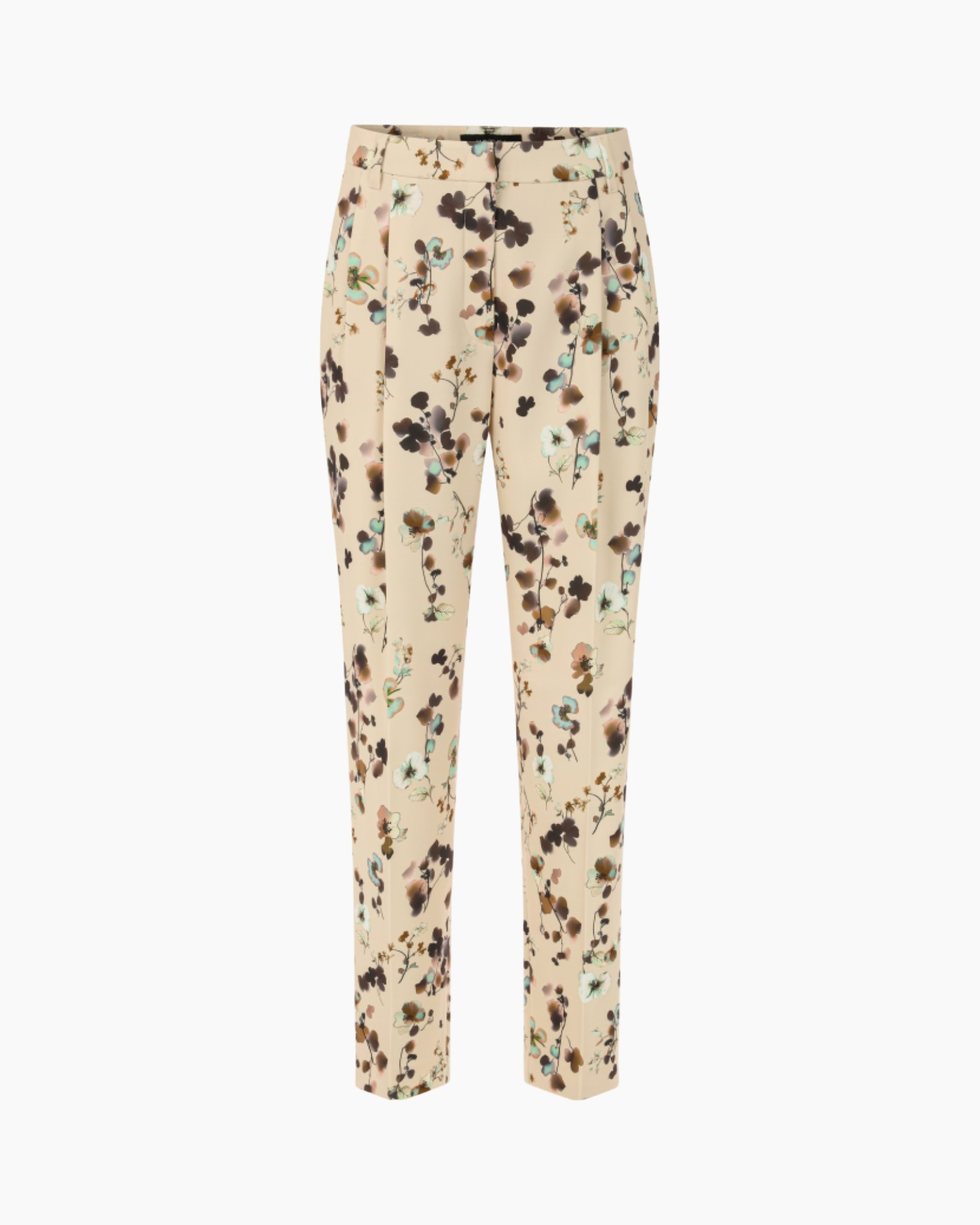 broeken, beige, bloemrijk, print, broeken