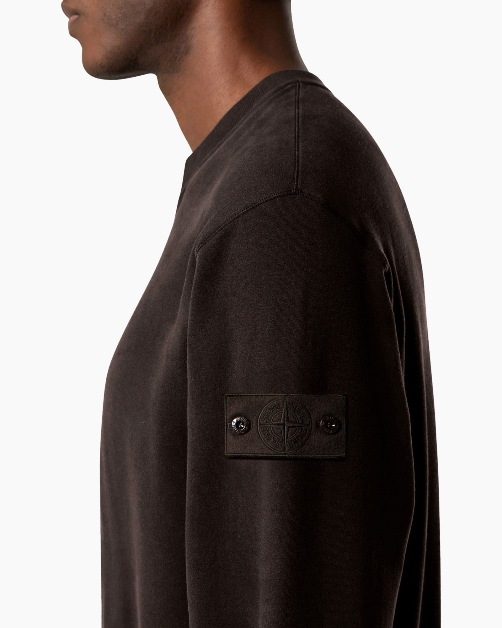 Stone Island Sweater Ghost Stretch Cotton Fleece Donker Bruin