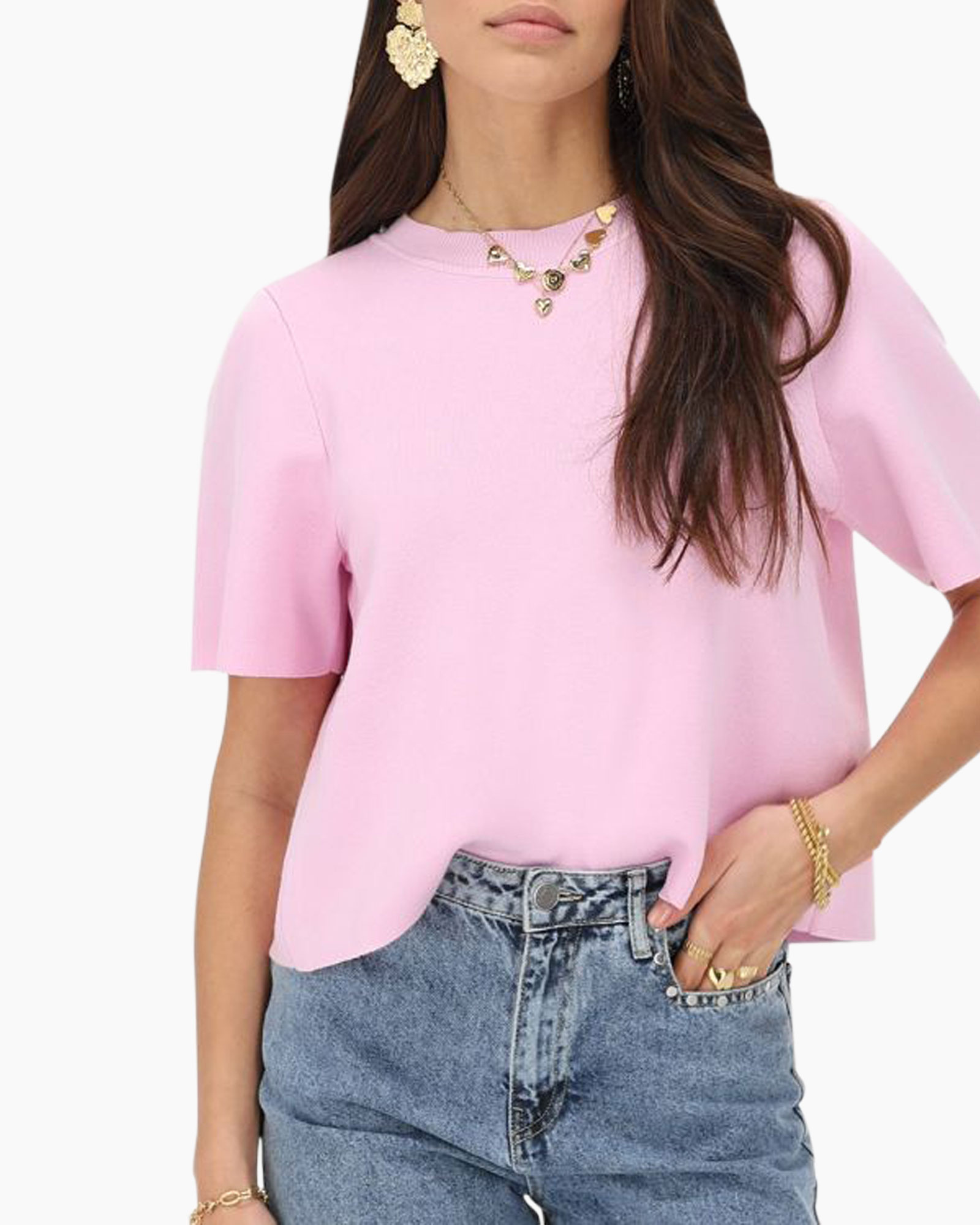 Top T-shirt With Bows On The Back Roze