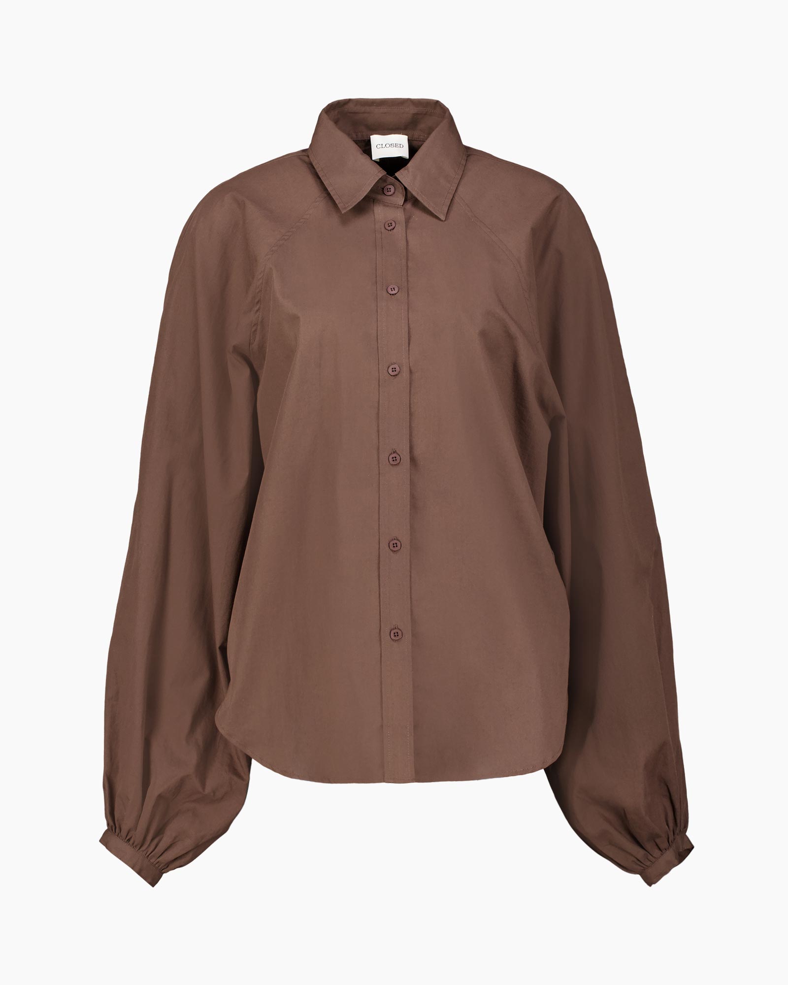 knopshirt, gekraagde-shirt, langer-mouw, bruin, katoen