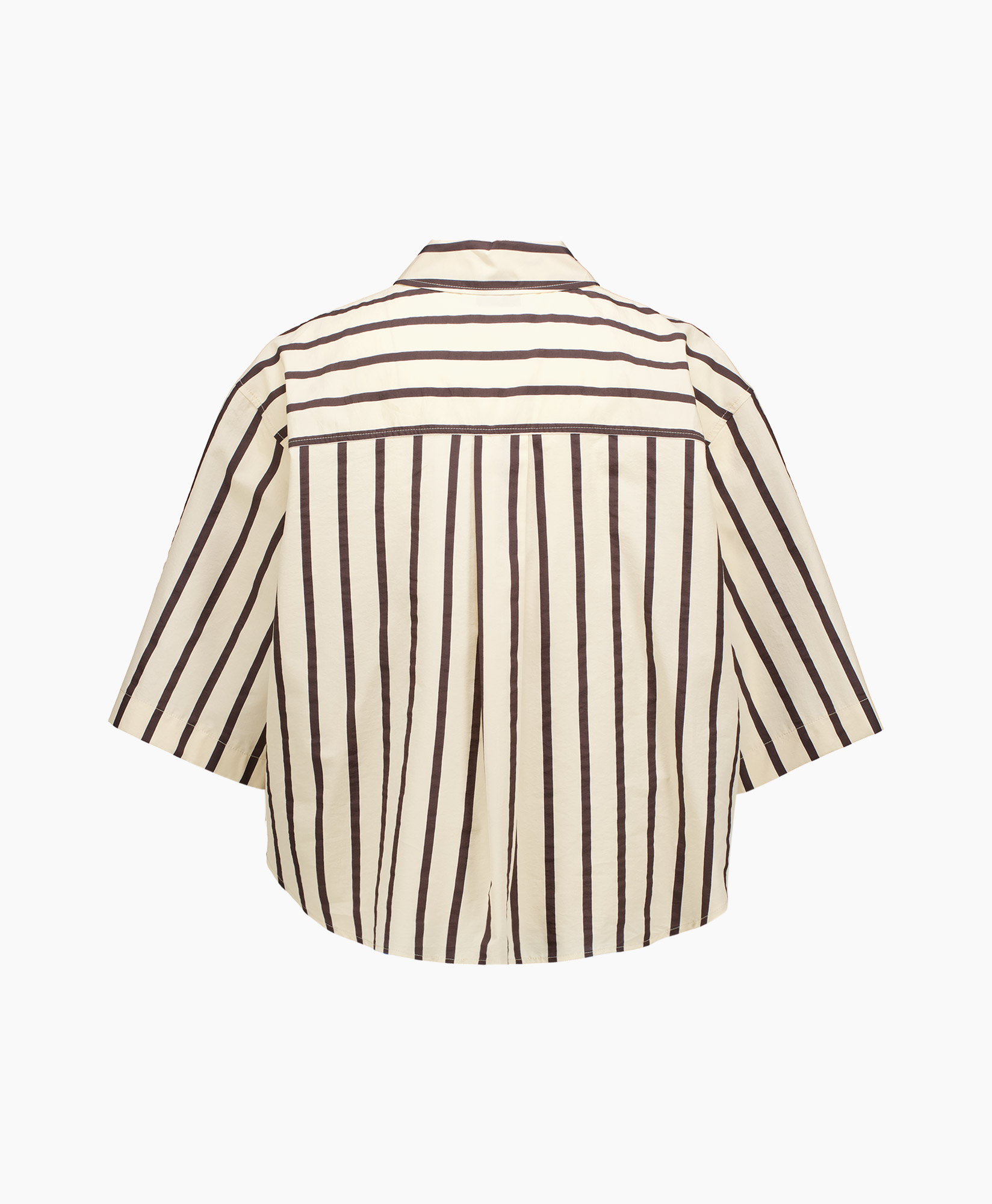 Blouse Embridered Pinstripe Contemporay Cotton Hal Ecru