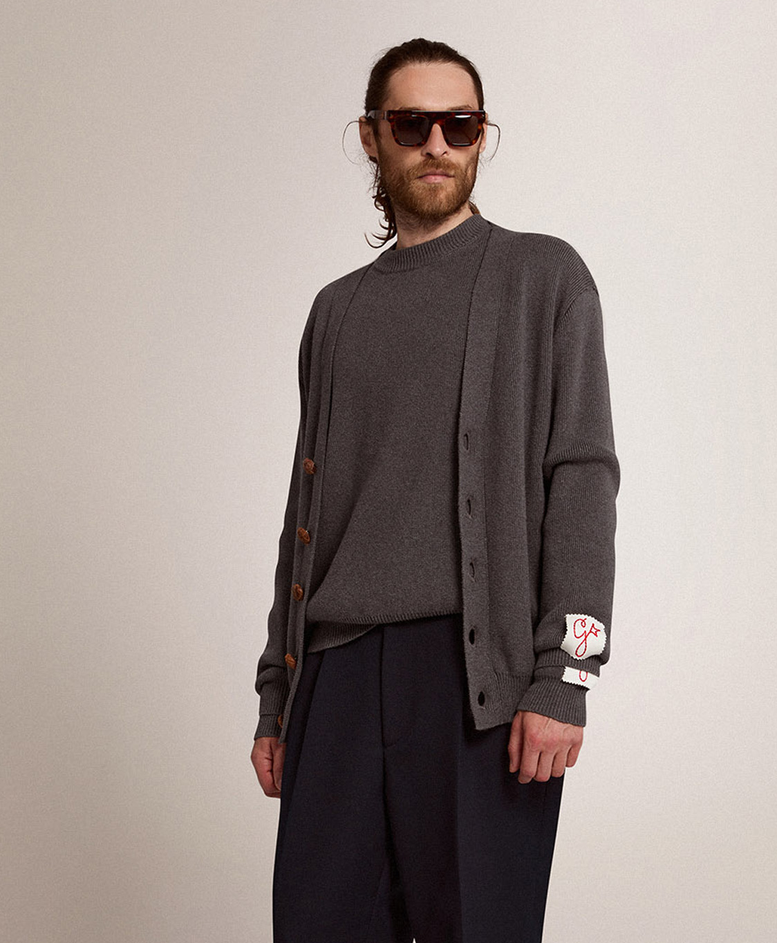 Golden Goose Vest Golden M Knit Cardigan Cotton Wi Donker Grijs
