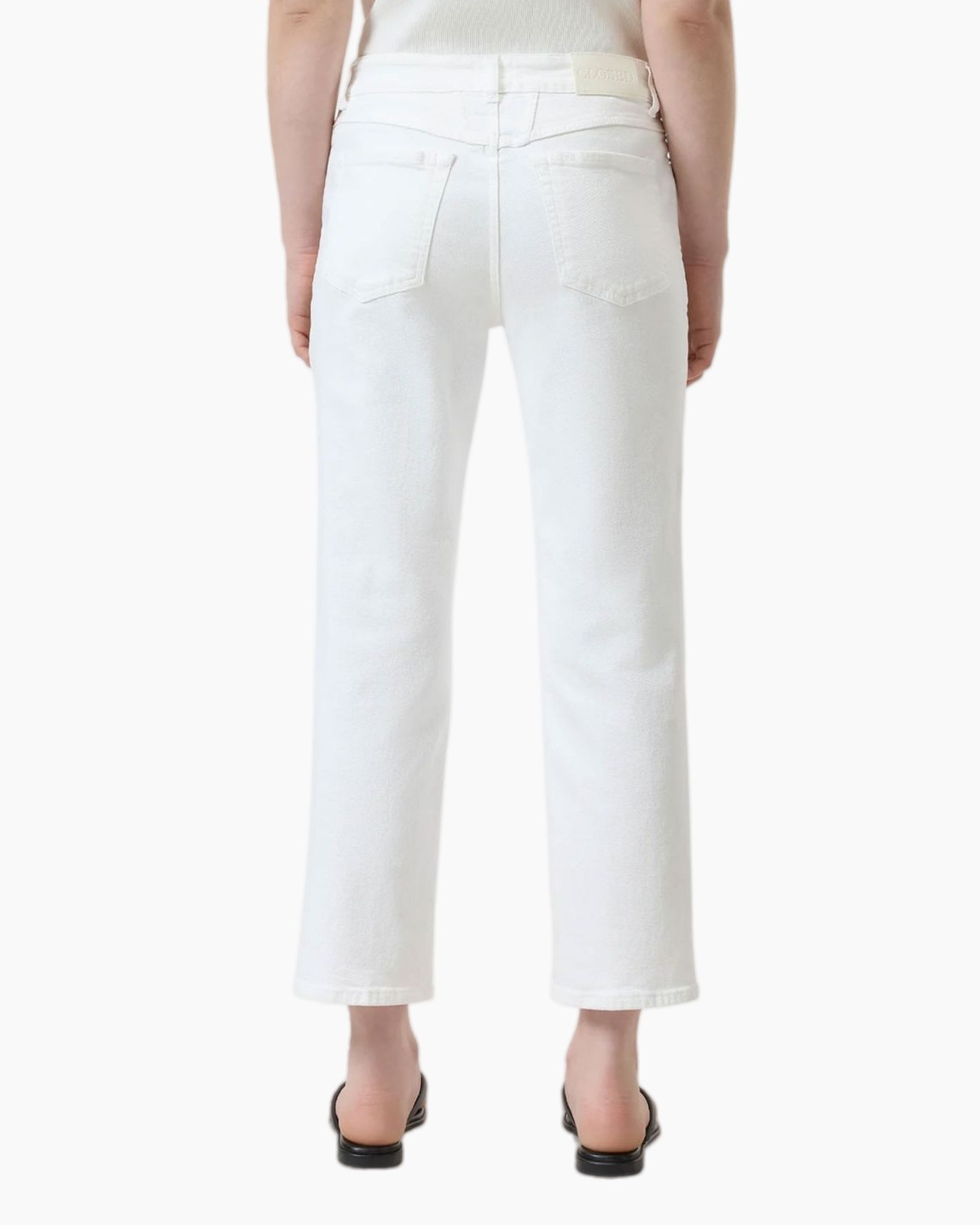 broek, jeans, wit, recht model, middelhoog