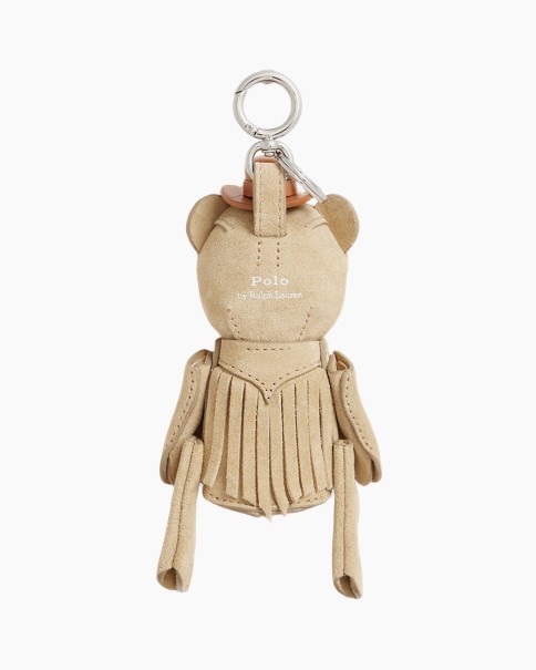 teddy, beer, sleutelhanger, franje, beige
