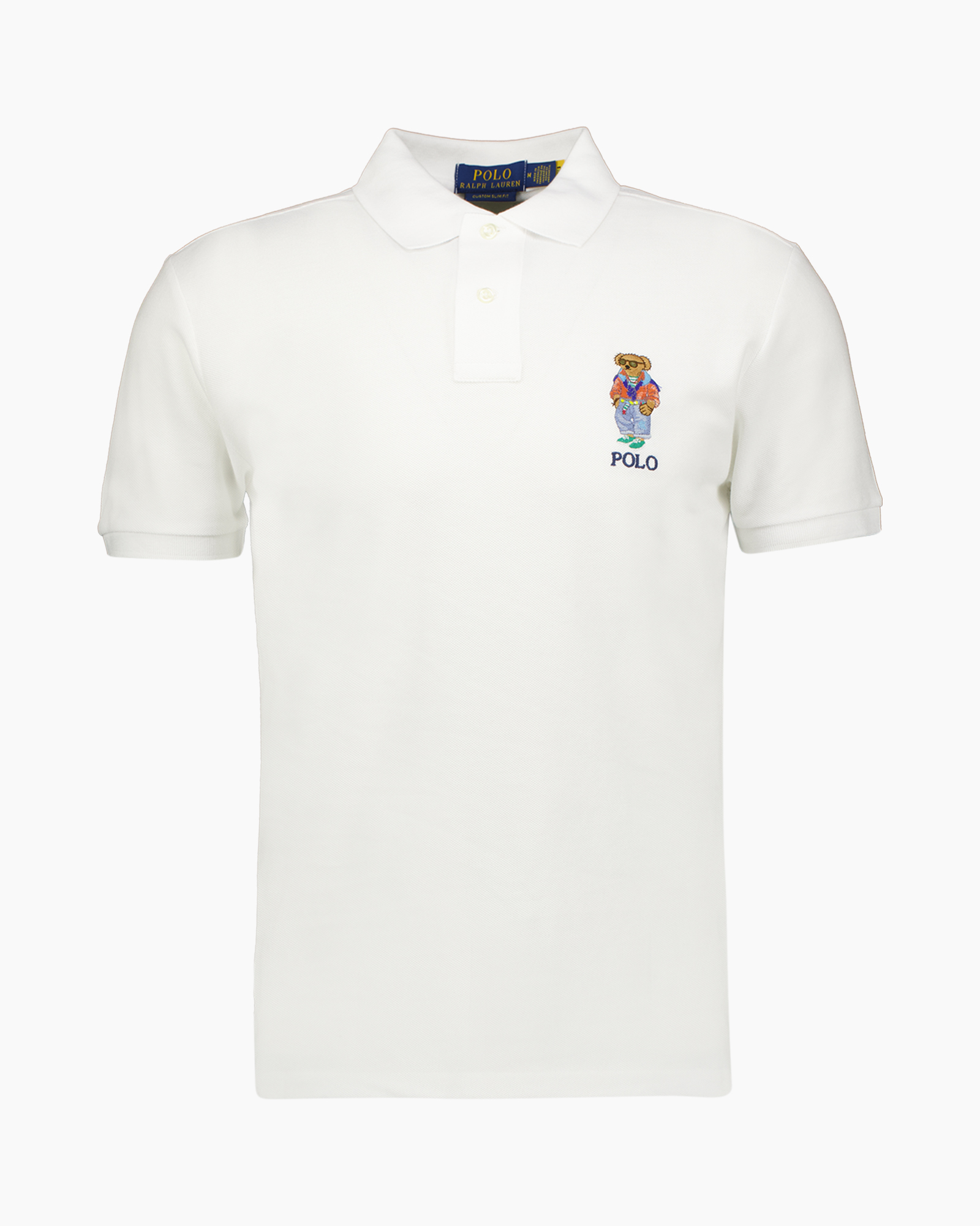 polo shirt, short sleeve, white, embroidery, logo