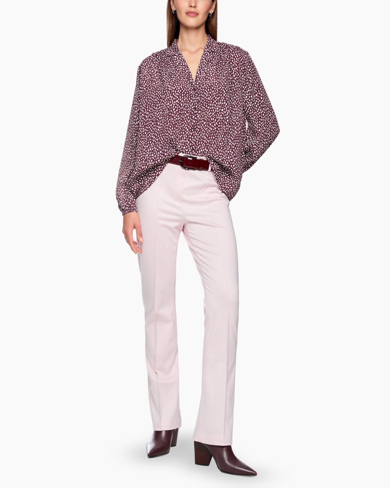blouse, lange mouwen, patroon, knopenkraag, top