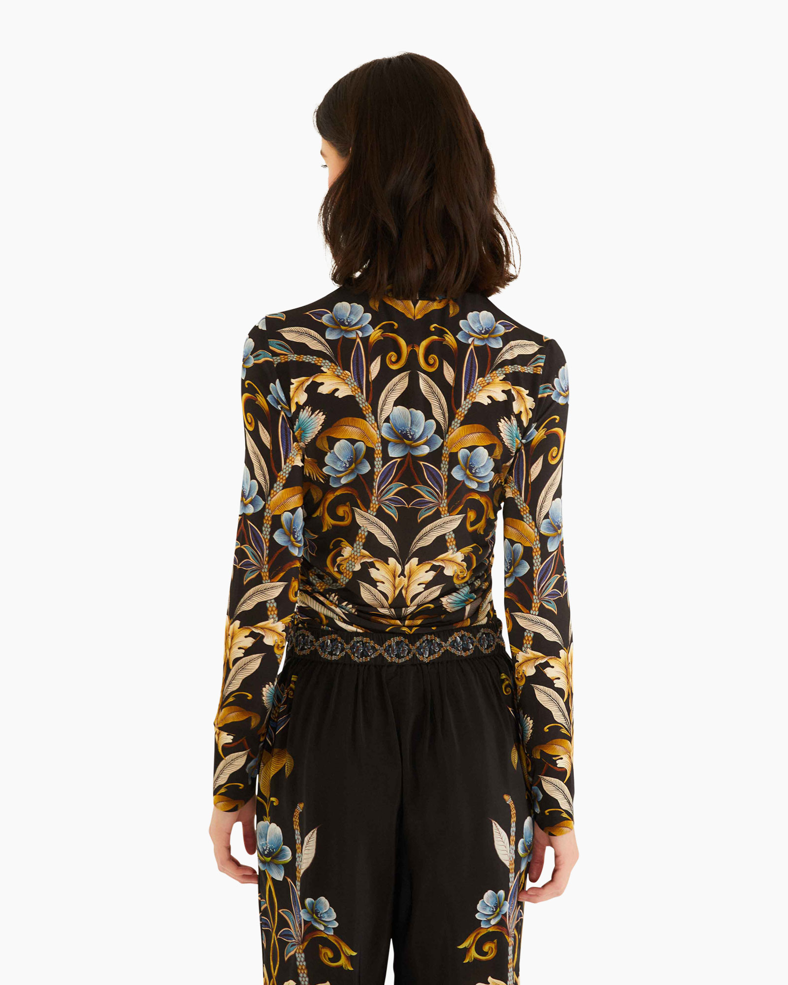 Blouse Snake Garden Jersey Zwart