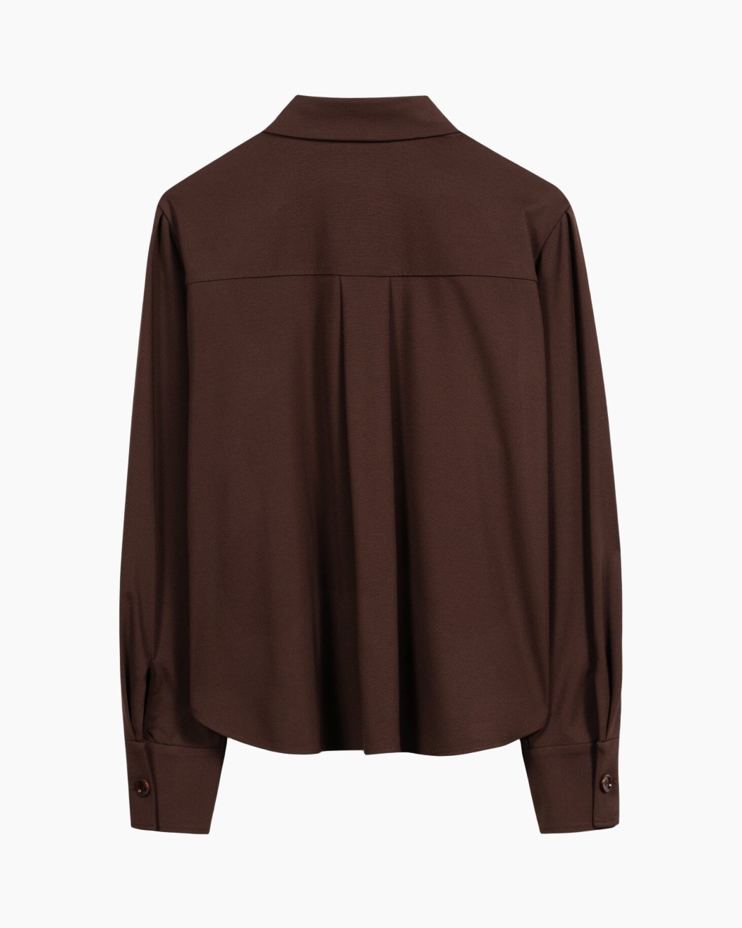 blouse, lange mouw, bruin, kraag, lossere pasvorm