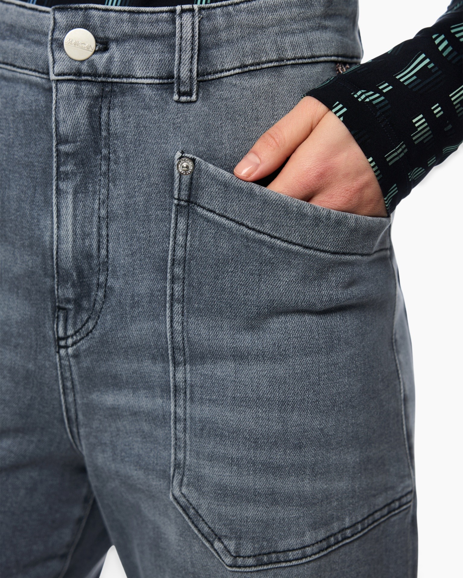 spijkerbroek, denim, zak, blauw, knop