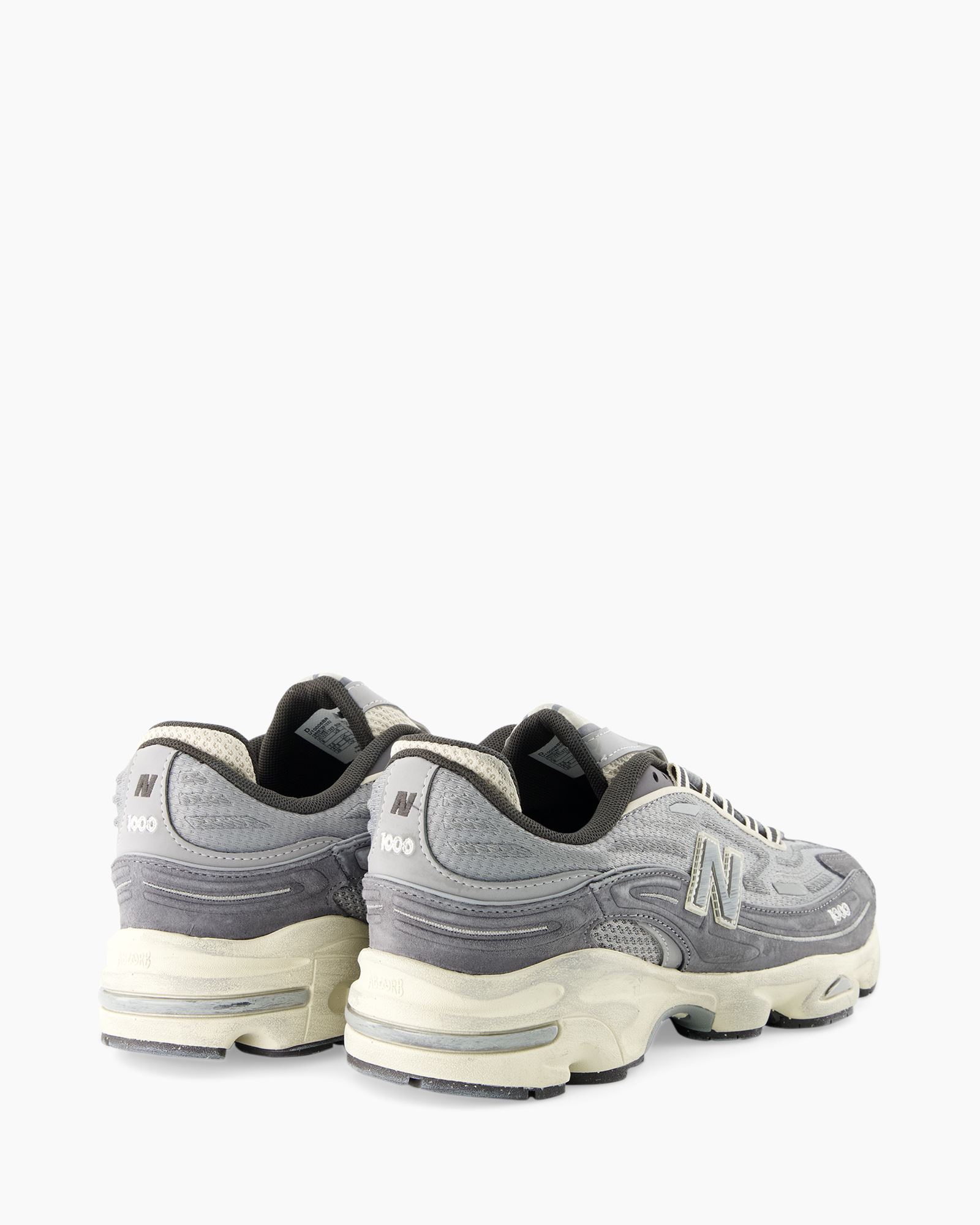 sneakers, grijs, atletisch, achterkant, vette zool