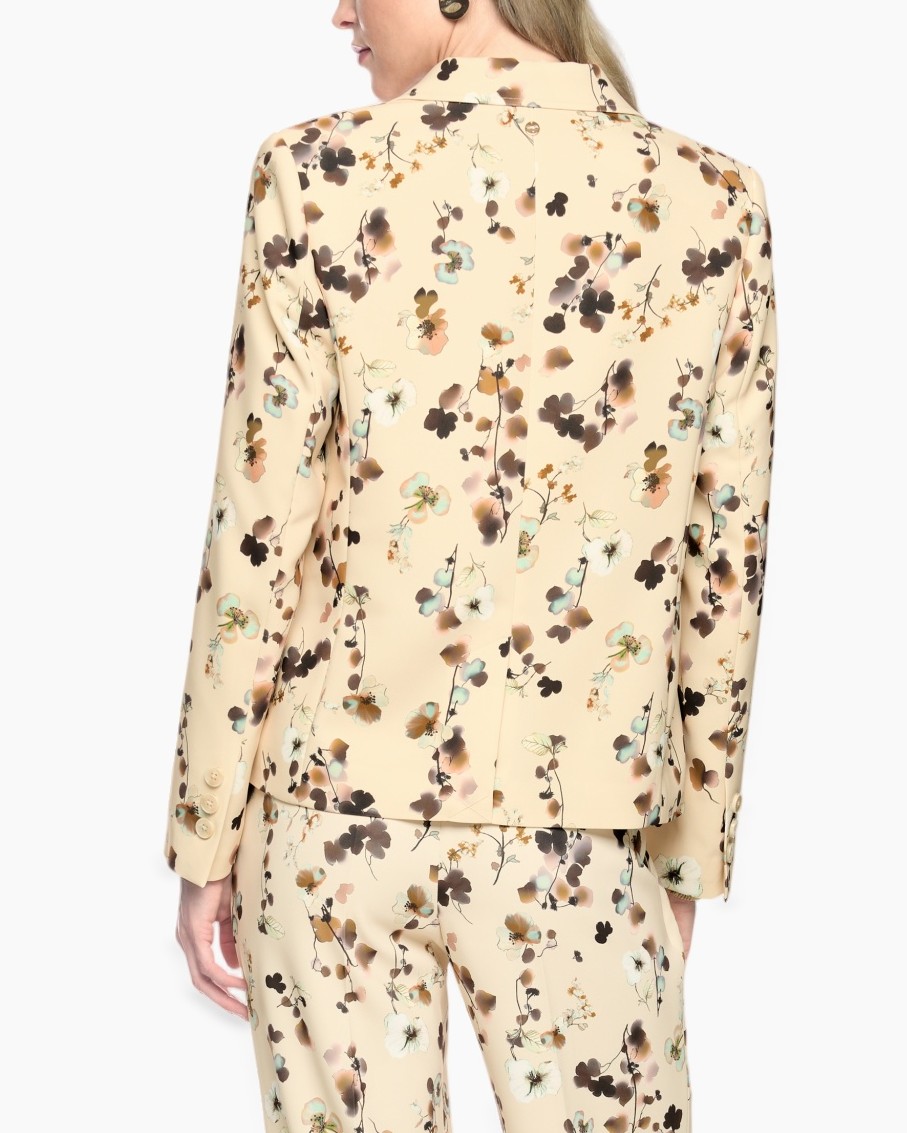 blazer, jasje, bloemendessin, beige, reverskraag