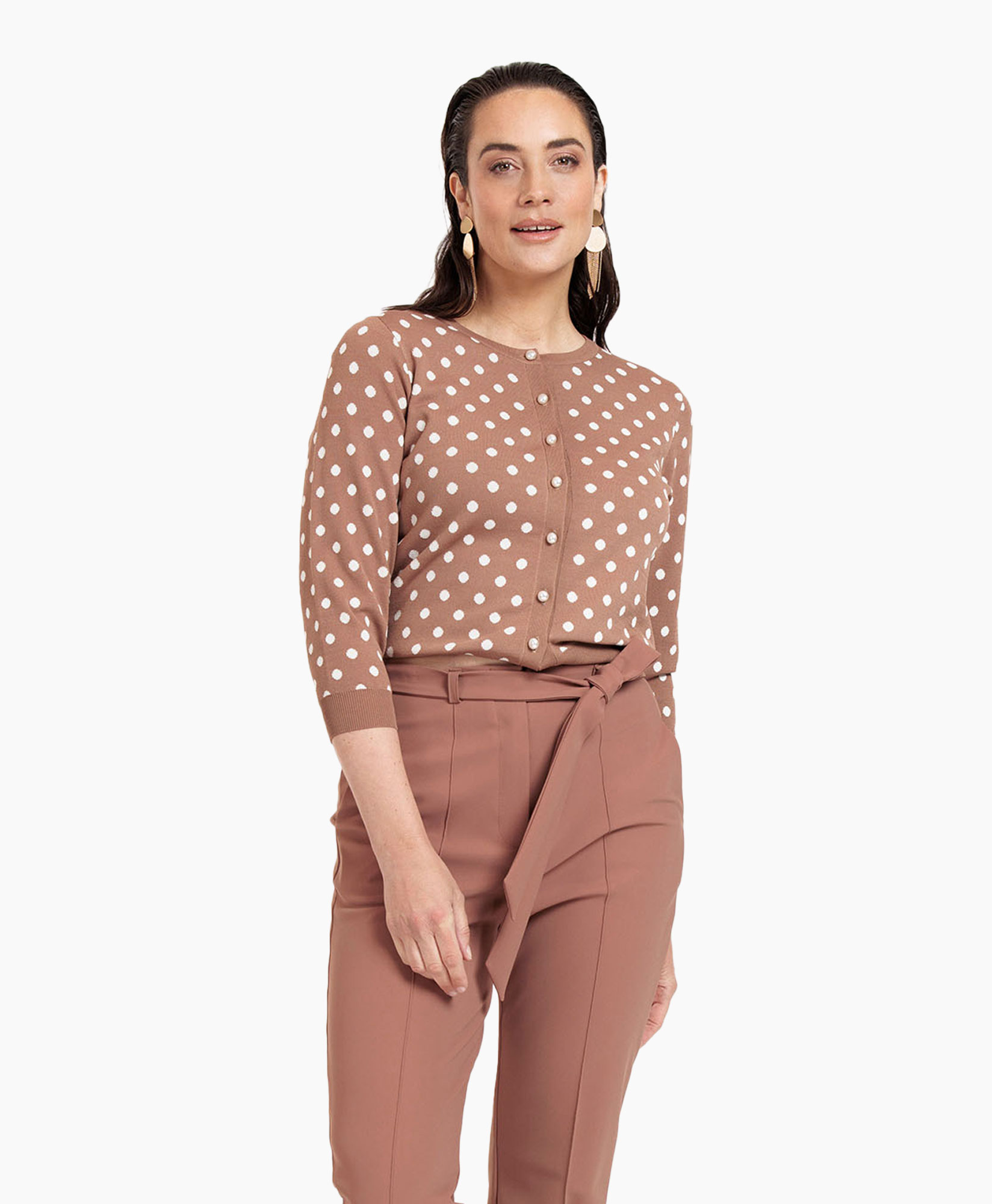 Vest Renate Dot Cardigan Bruin