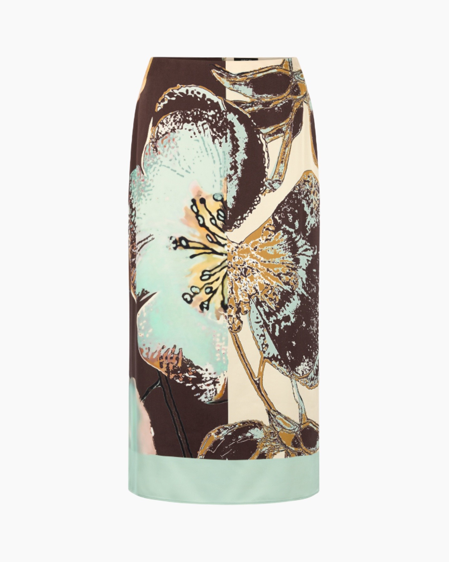 rok, middellang, bloemen, print, mintgroen