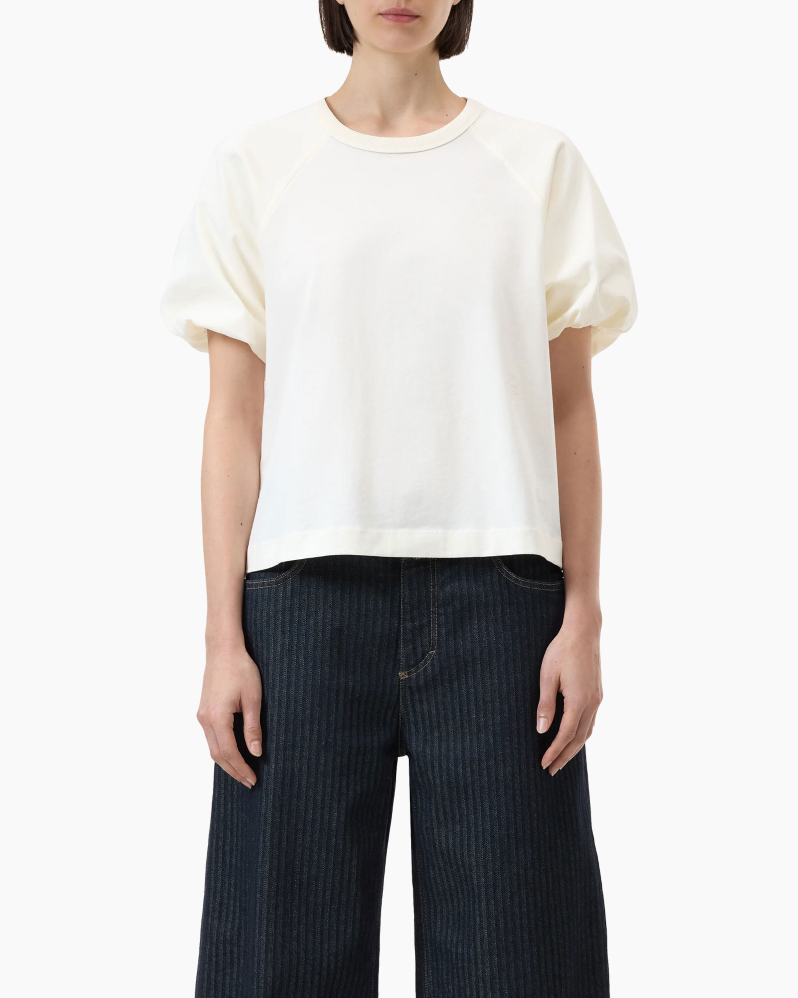 T-shirt Korte Mouw Wide Sleeve Off White