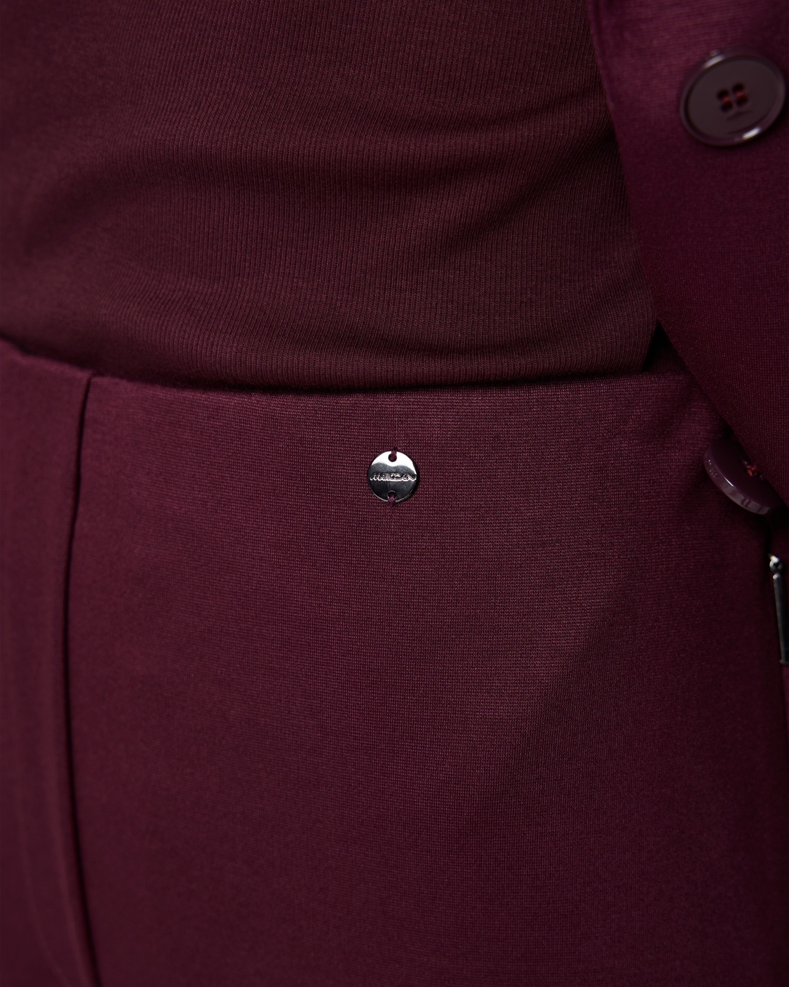 burgundy, broek, knop, rits, stof