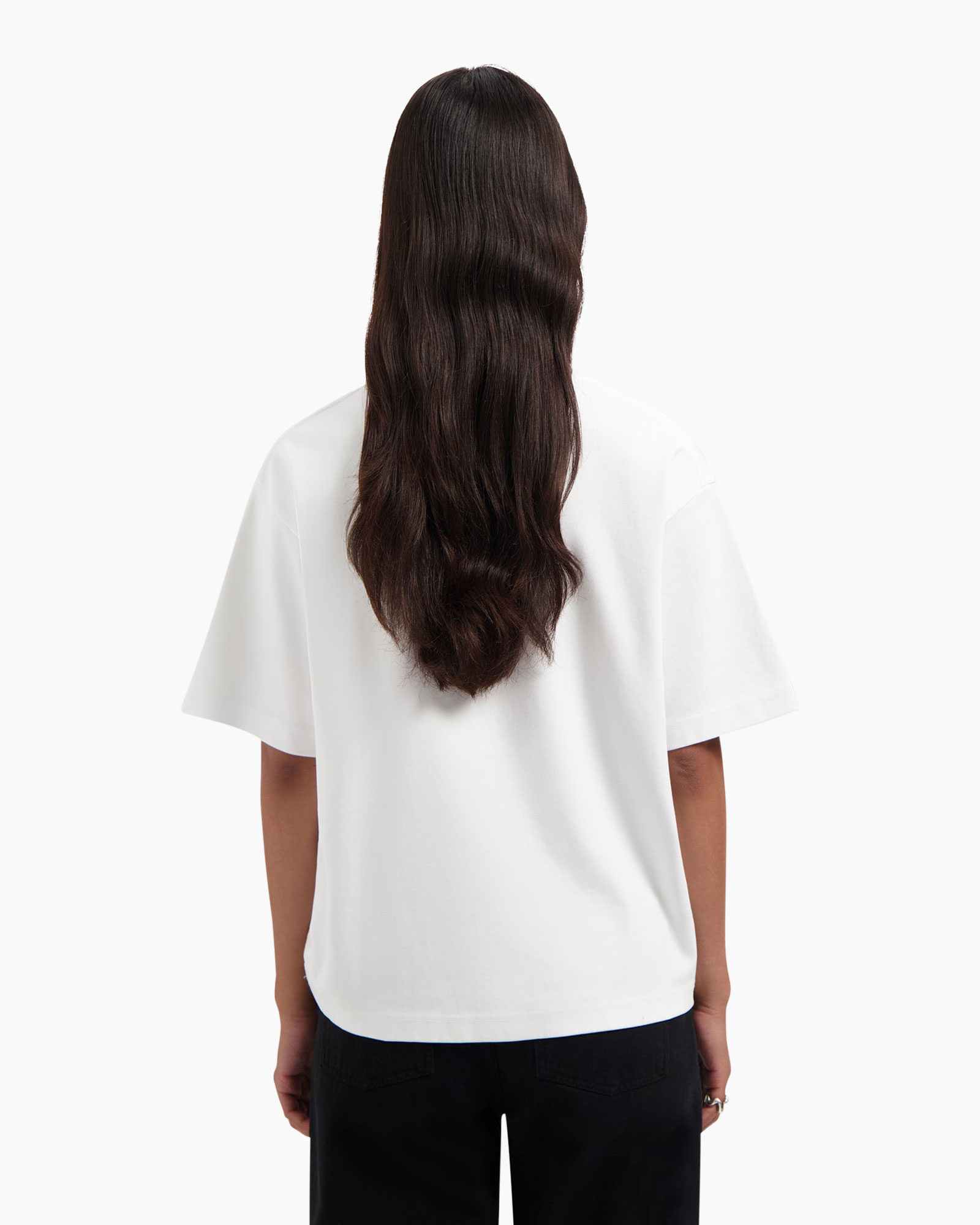 t-shirt, wit, korte mouwen, rugzicht, stof
