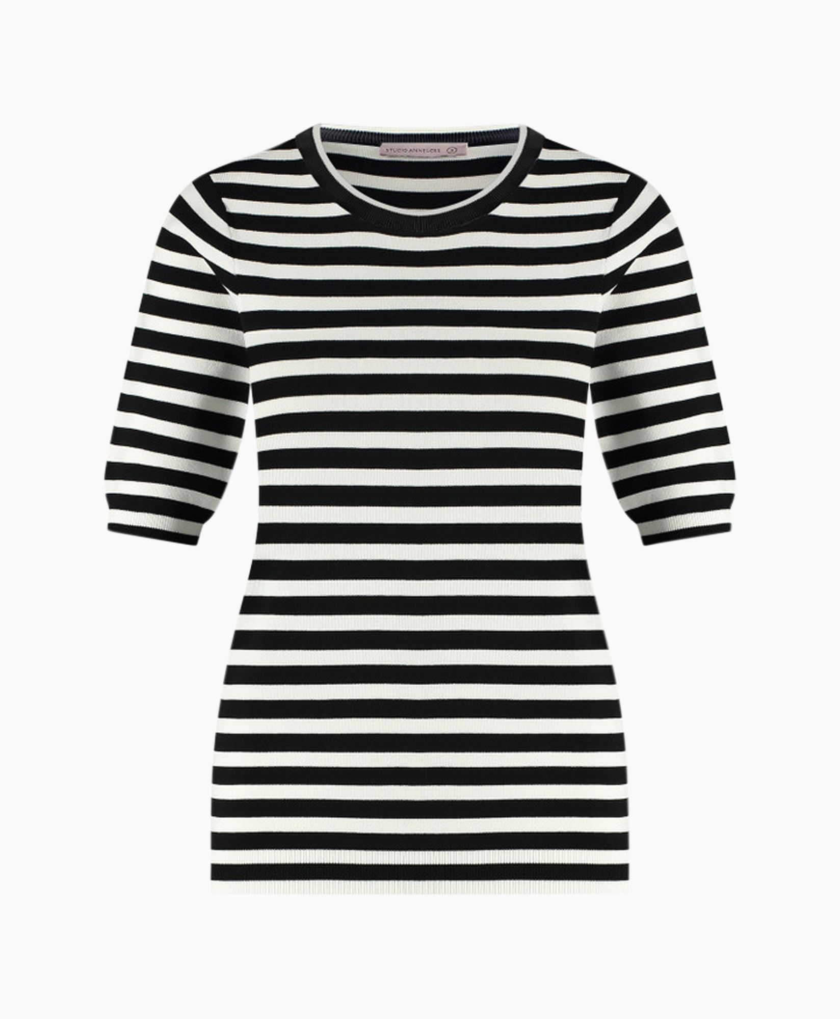 Pullover Luna Stripe Short Slv Pullover Zwart dessin