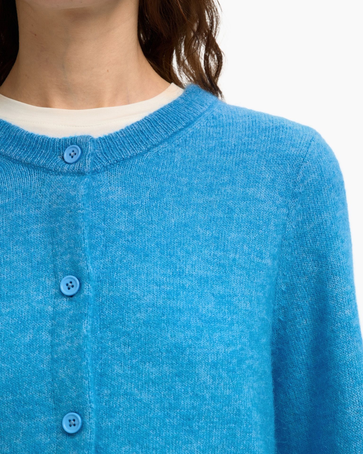 Vest Lulu New Ls Knit Cardigan Noos Blauw