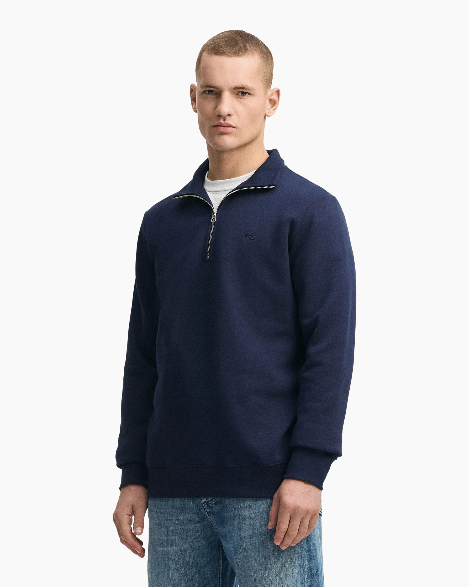 Denham Pullover Scissor Half Zip Ss Blauw