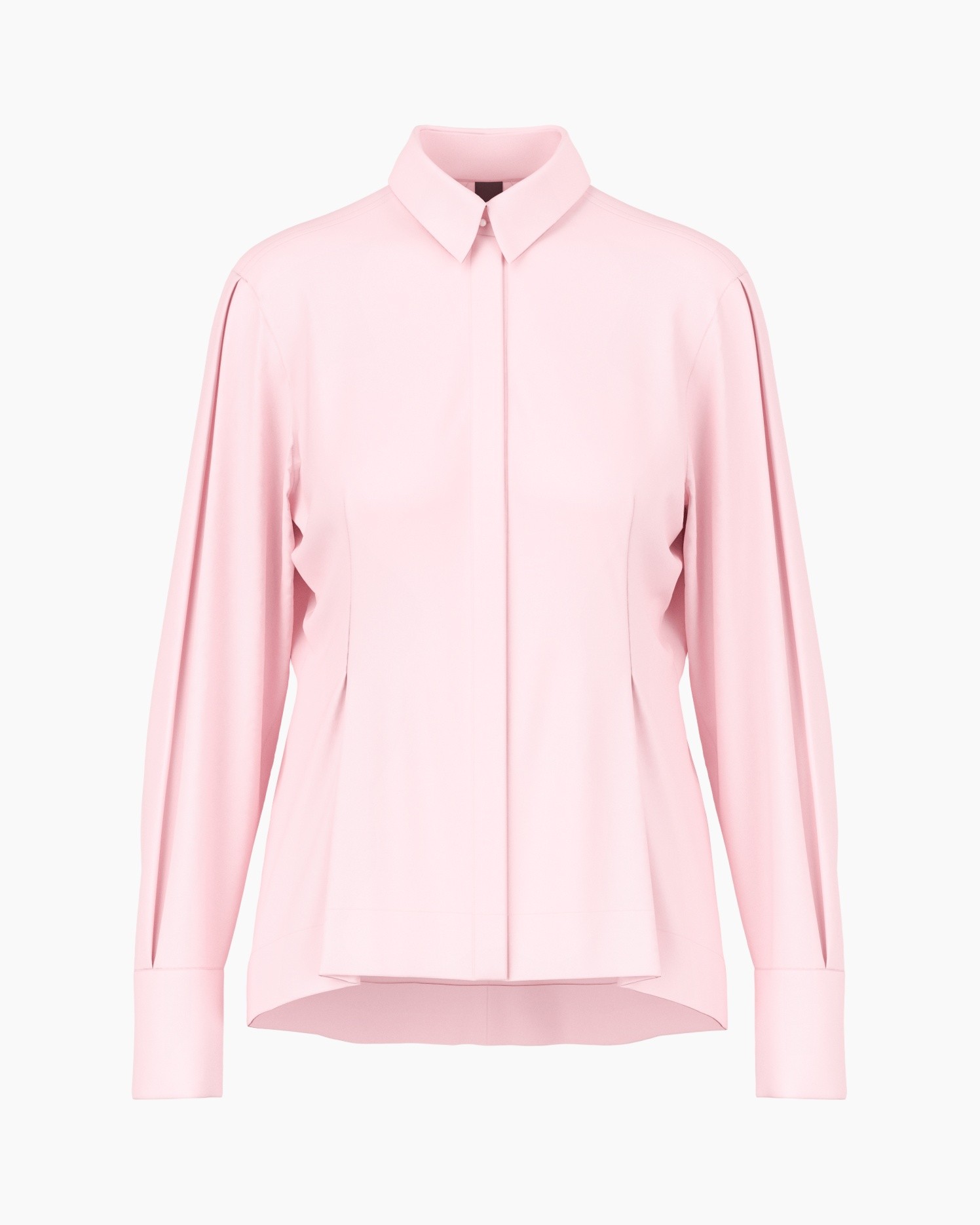 roze, blouse, kraag, lange mouwen, knopen