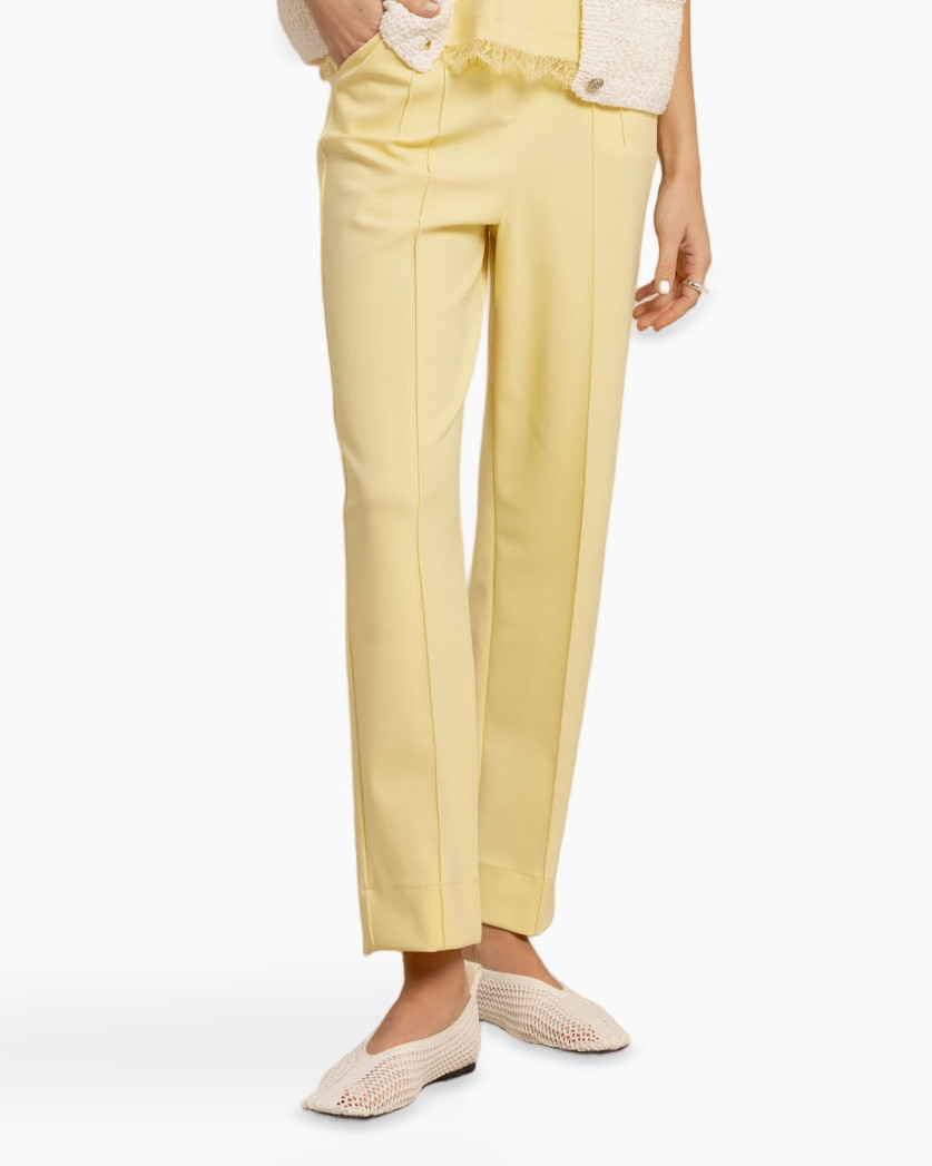 broek, broeken, geel, gekrulde, slim