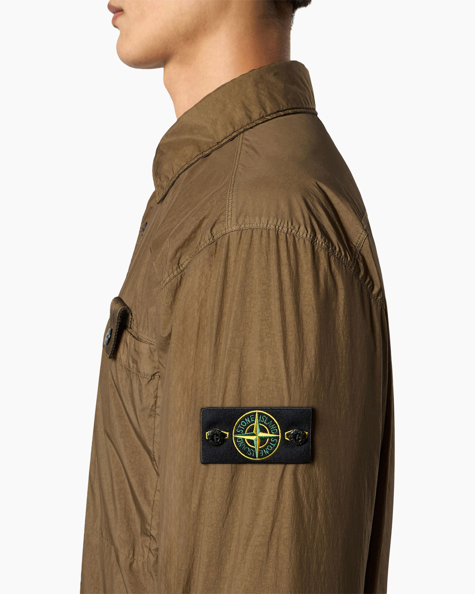 jascket, bruin, lange mouw, streetwear, patch-logo