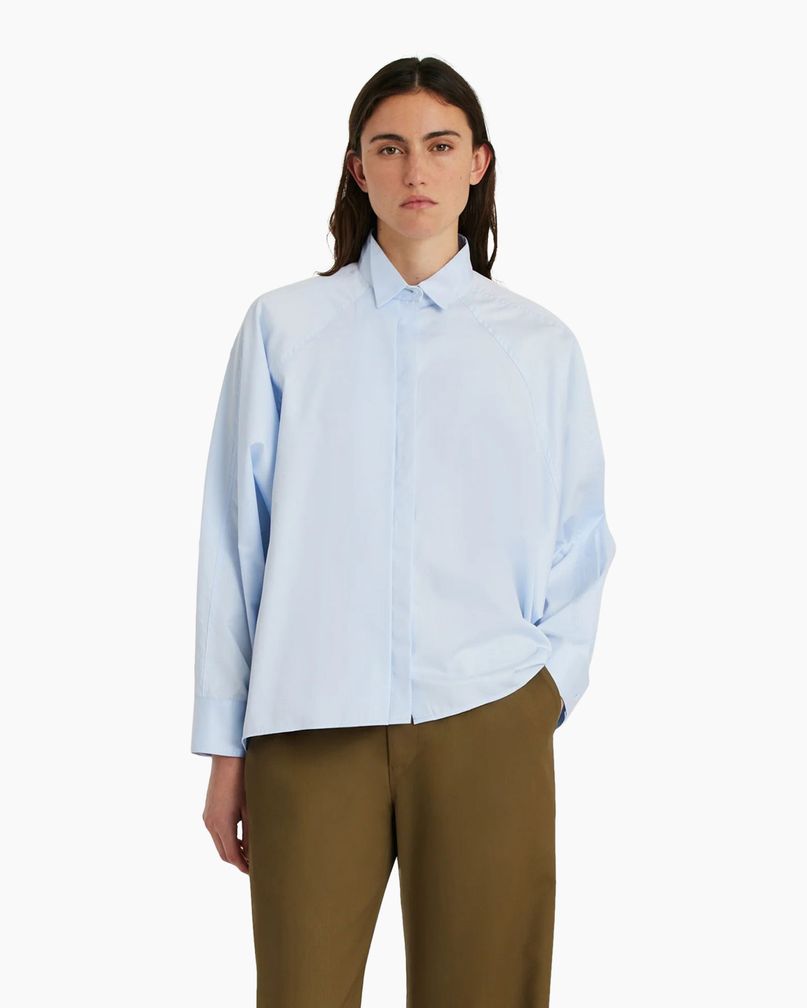 hemd, knopsluit, lichtblauw, kraag, losjes fit