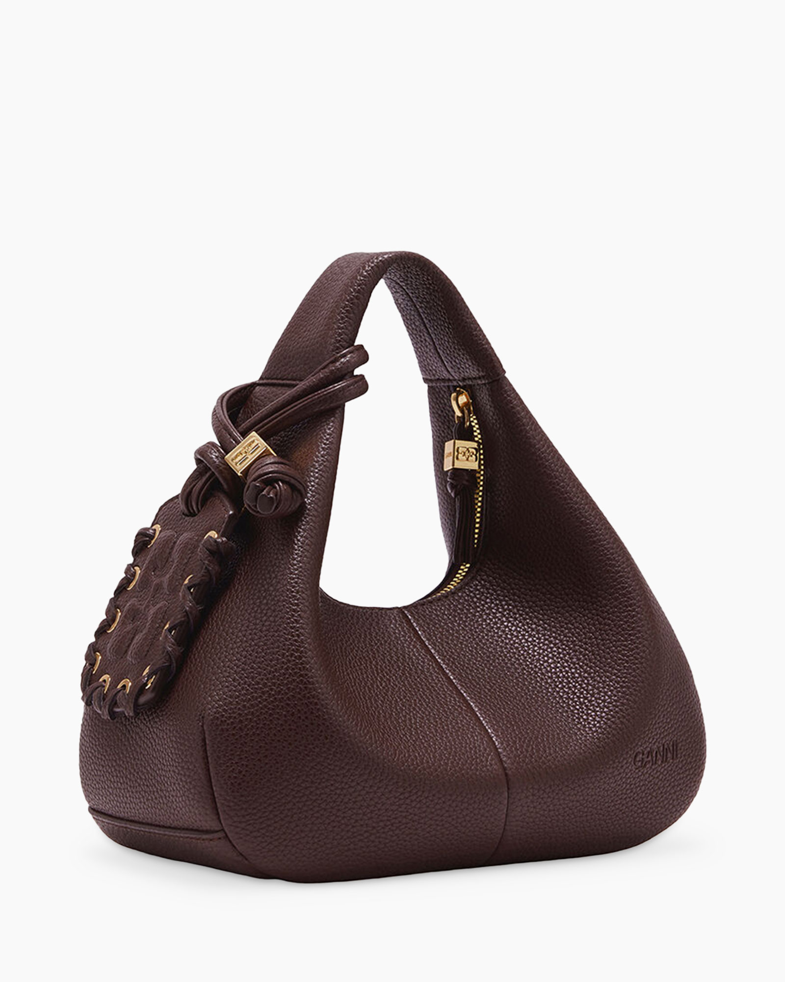 handbag, brown, pebbled leather, top-handle, shoulder strap