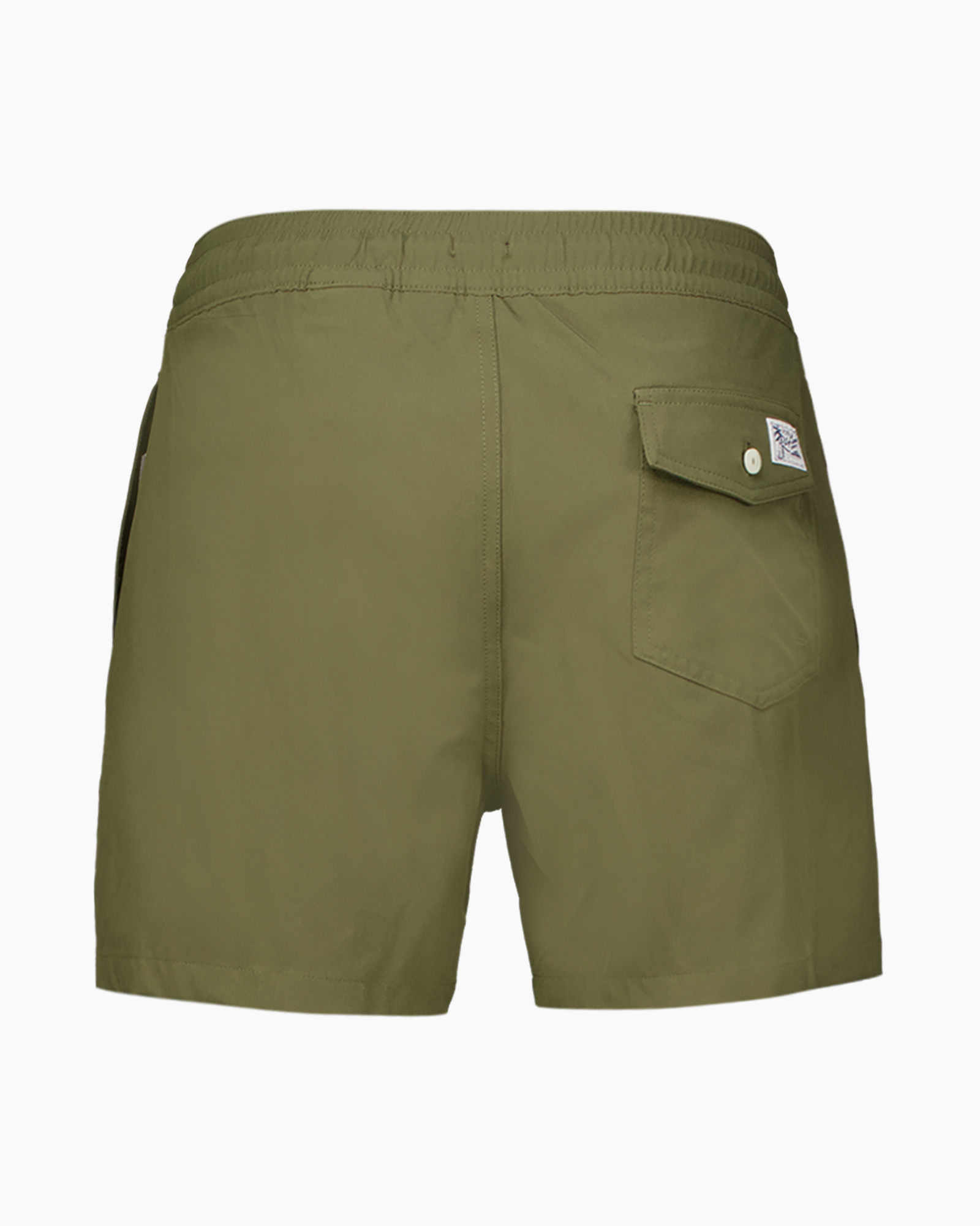 broekjes, zwemshorts, trekkoord, olijf groen, logo oranje