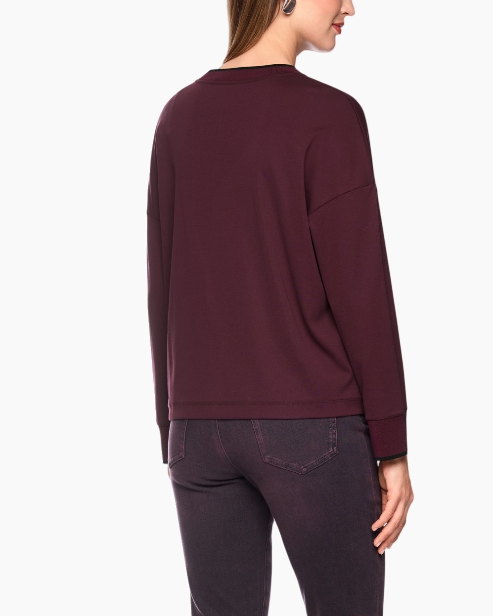 sweatshirt, langermouwen, crewneck, effen, bordeaux