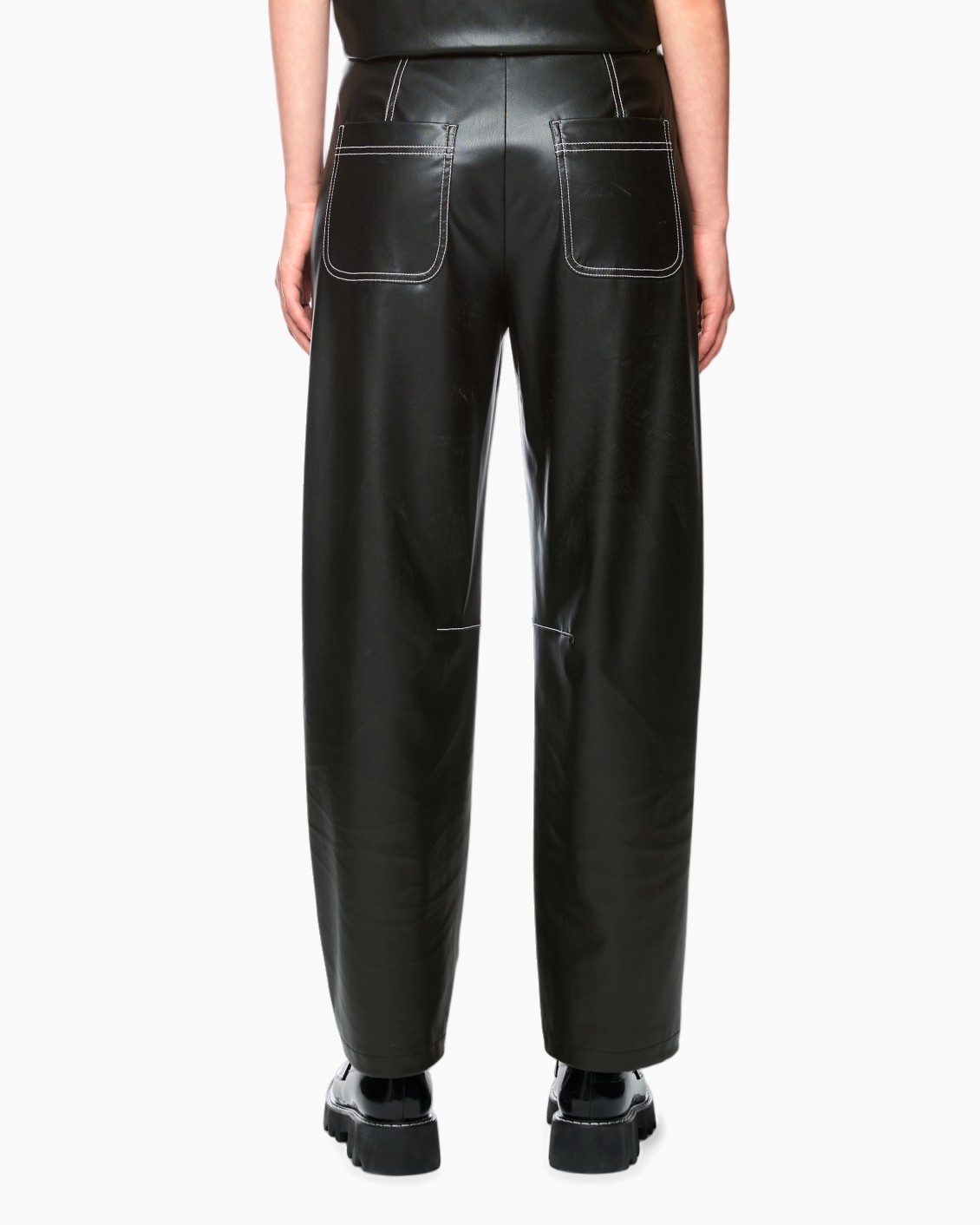 broek, leer, zwart, rechtmodel, losse pasvorm