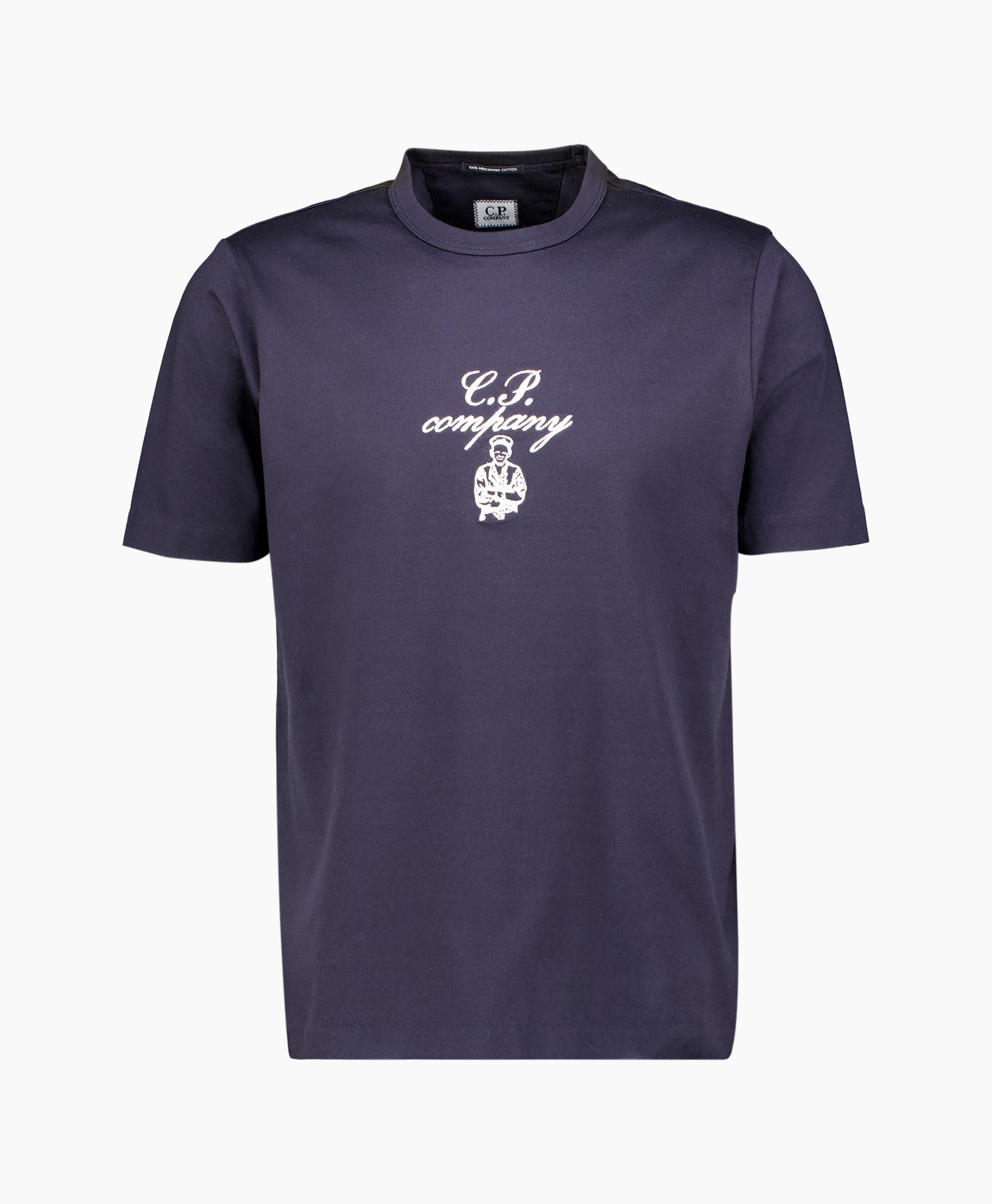 T-shirt Korte Mouw 30/2 Mercerized Jersey Twisted  Donker Blauw