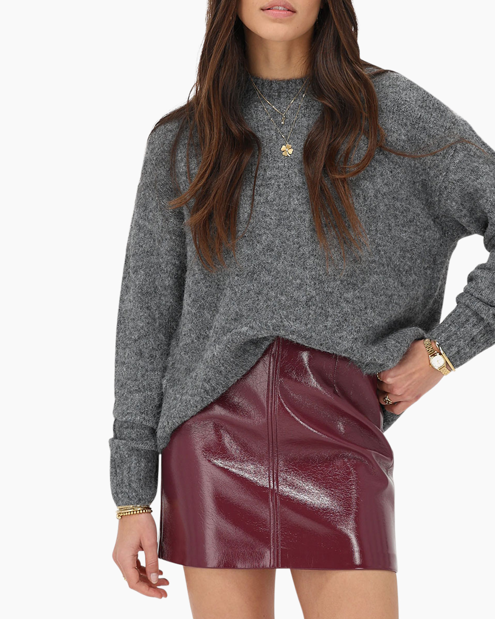 Rok Pu Skirt Shinny Rood