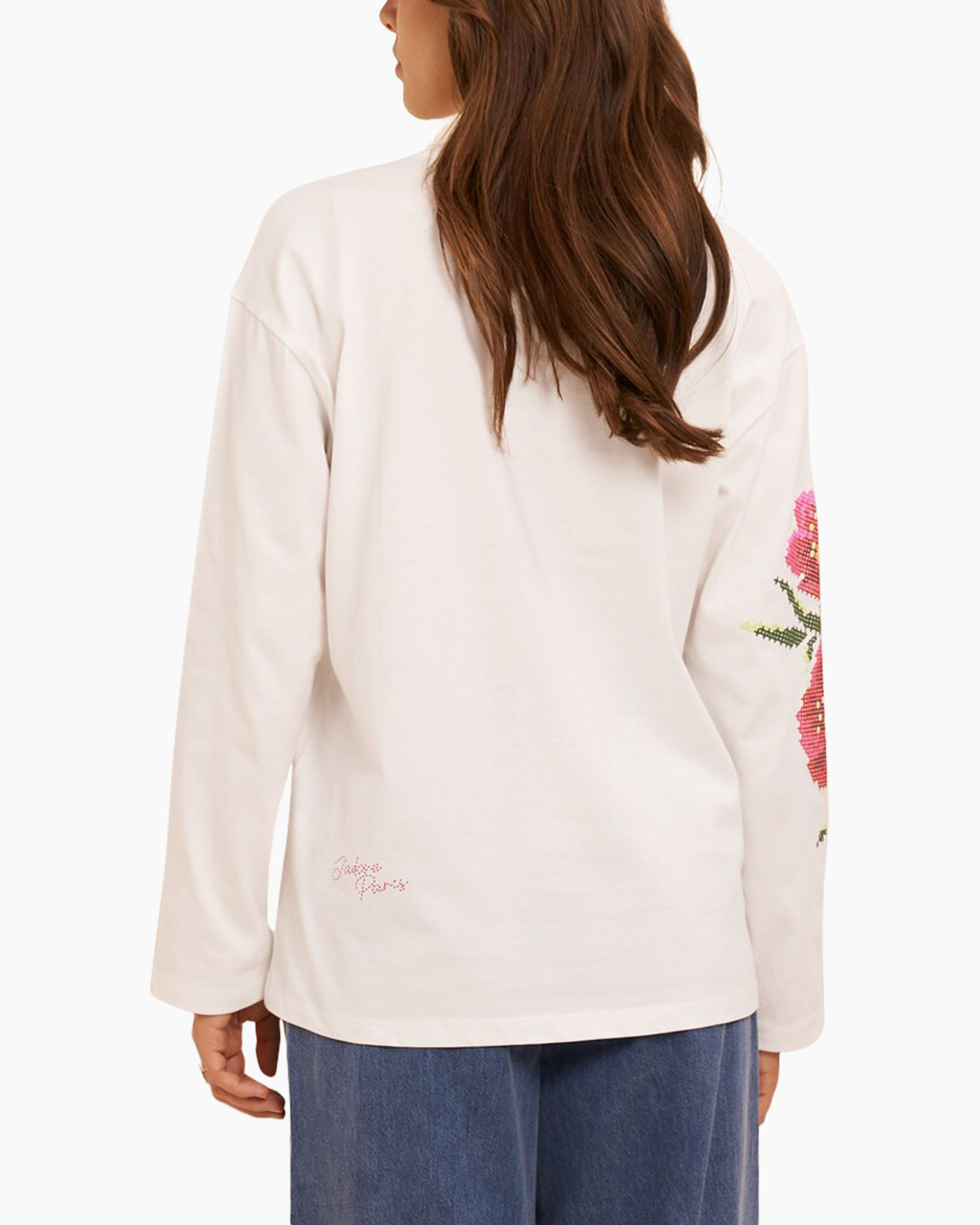 sweatshirt, grafisch, stadssilhouet, lange mouwen, wit