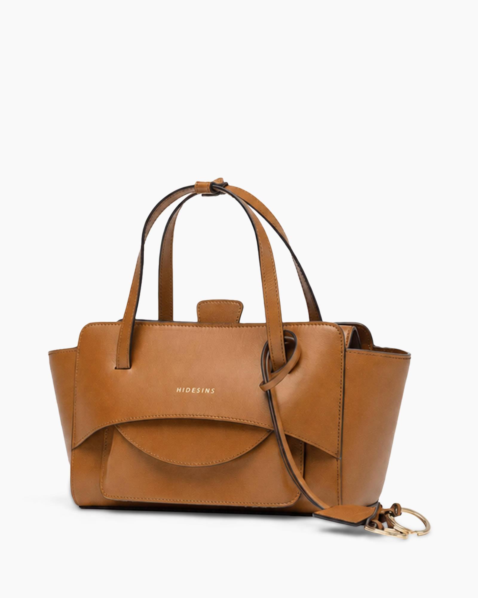 tote, bruine, lederen, handtas, schouderriem