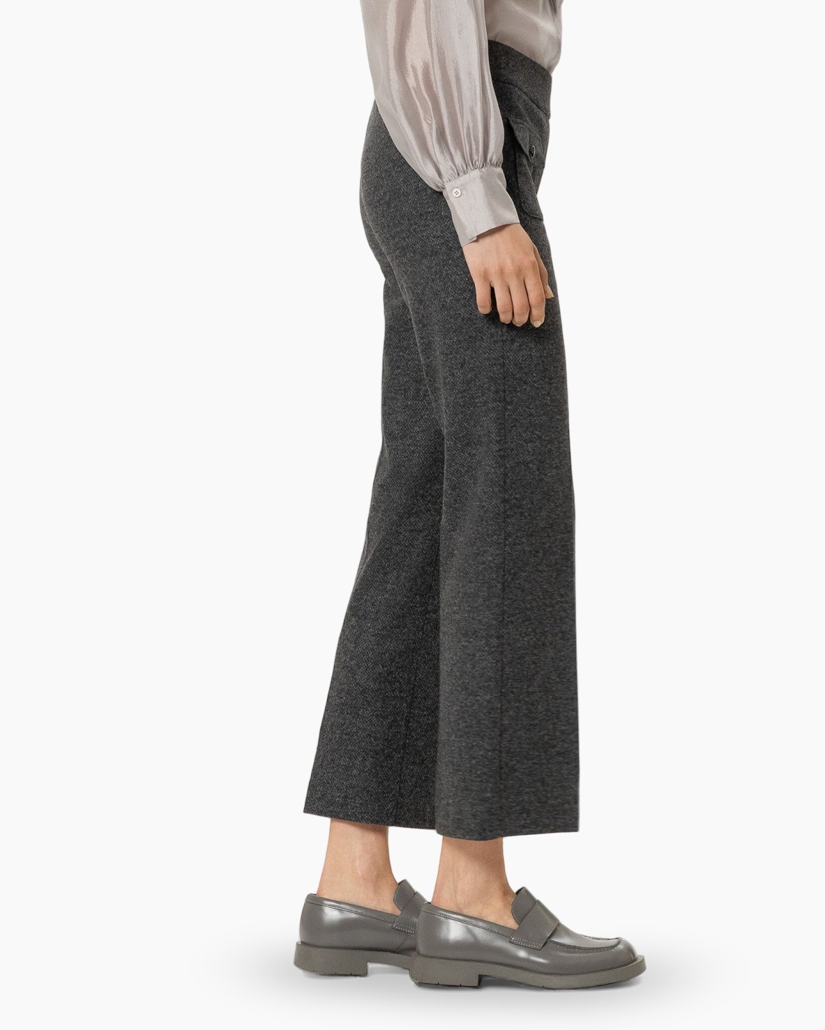 broek, broeken, grijs, zakken, wideloop