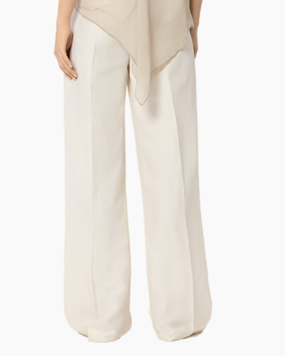 broeken, wijd/plat, romig, beige, broek