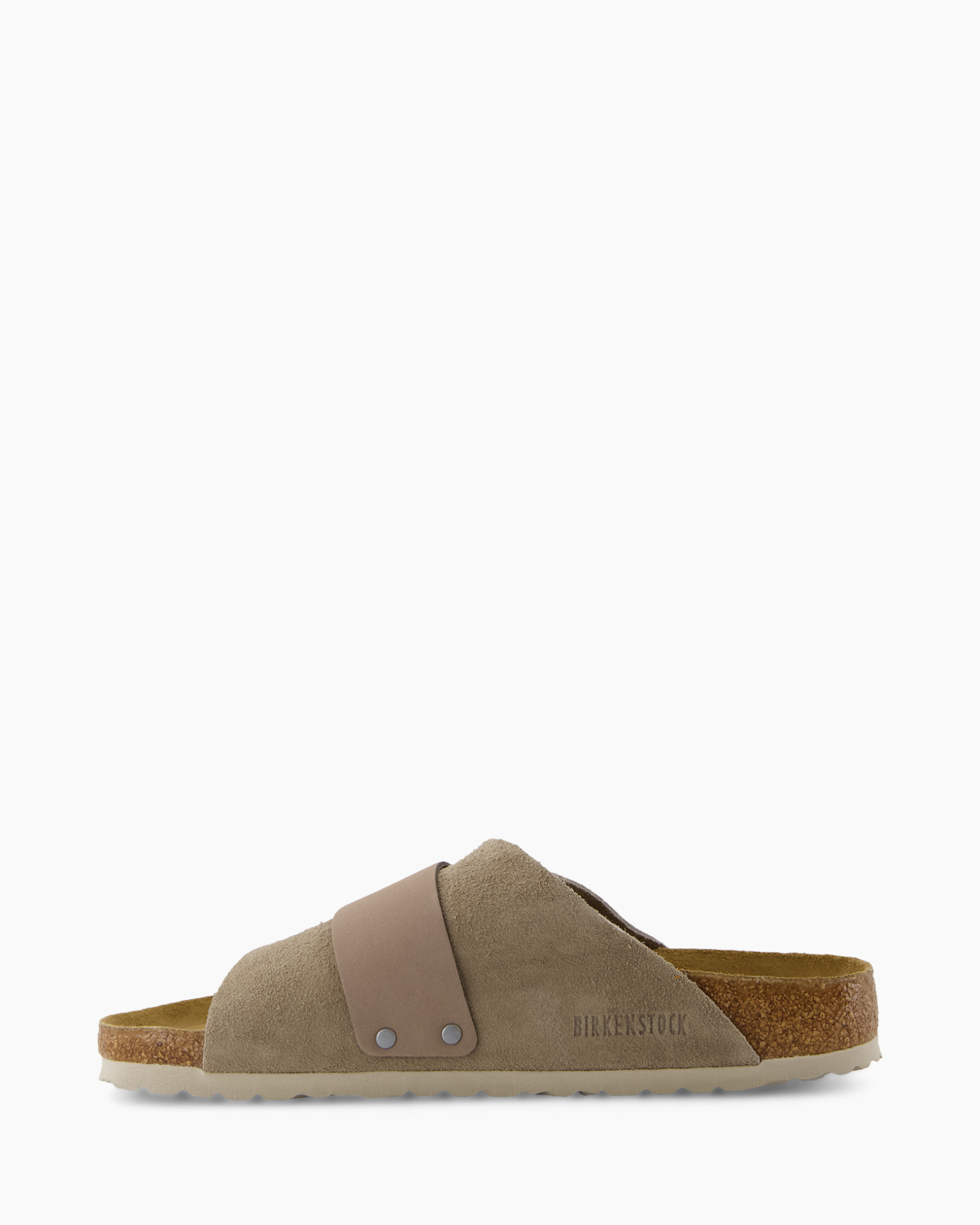 pantoffel, sandalen, open-toe, twee-band, suede