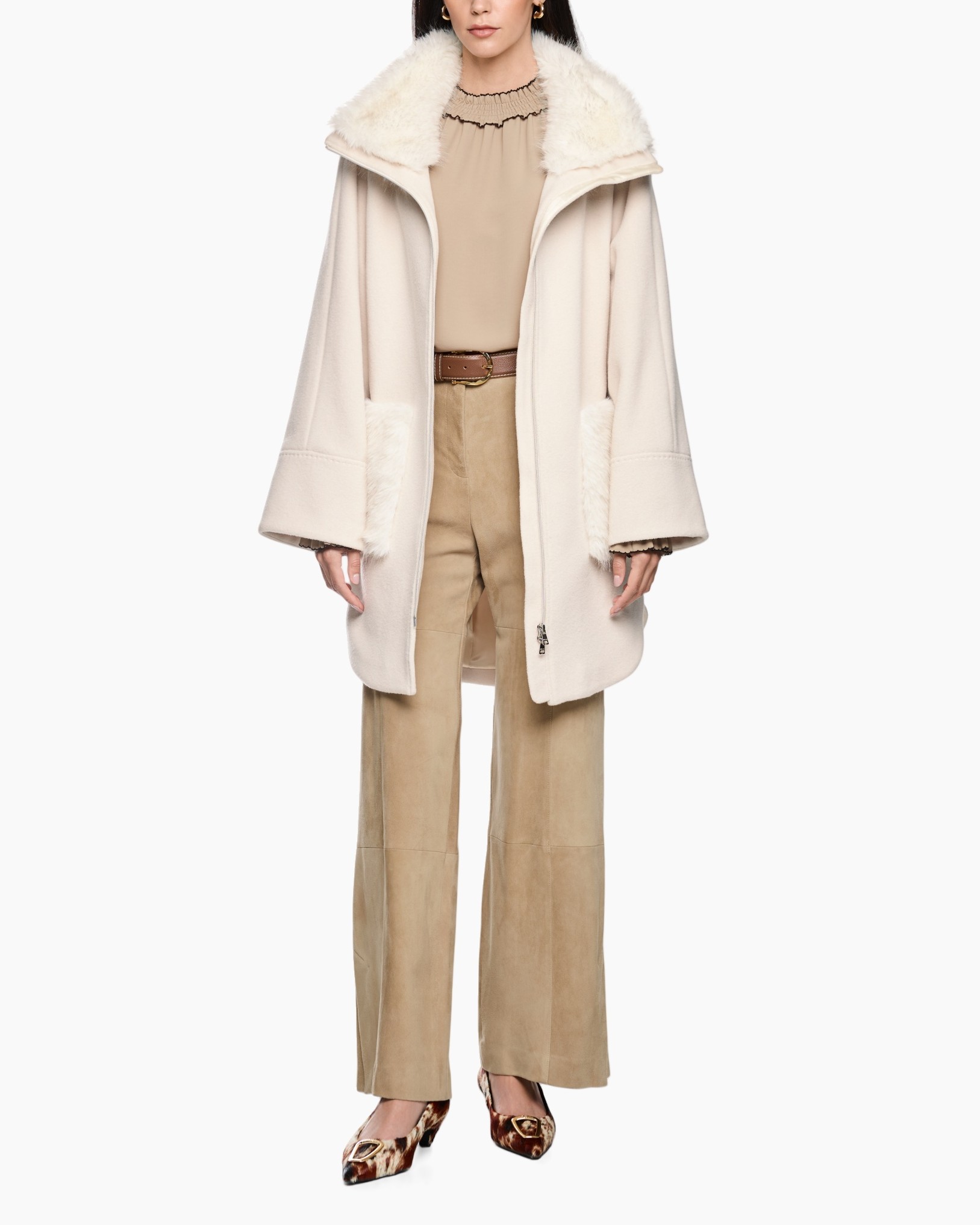 jas, shearling, faux fur, crème, outwear