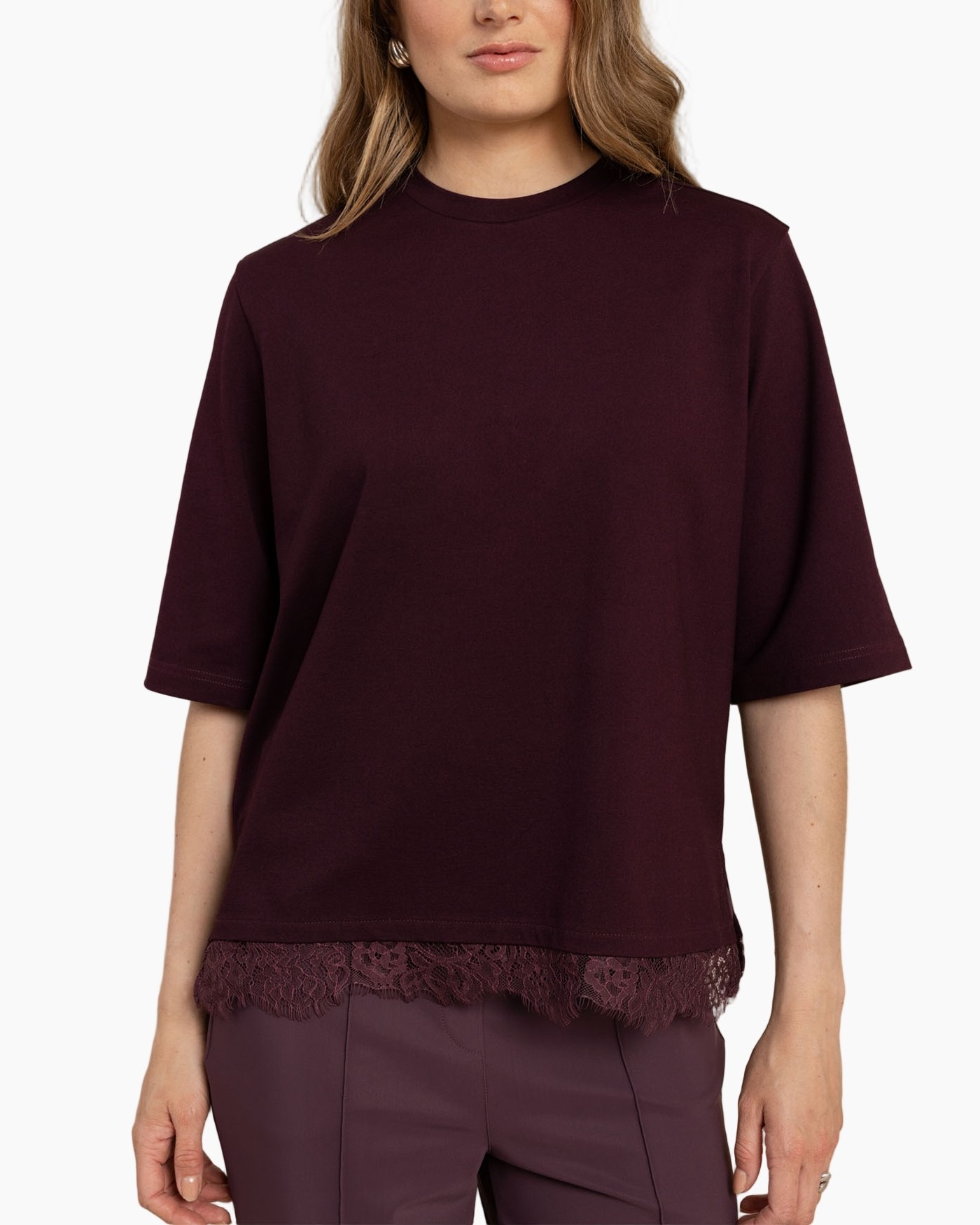 blouse, top, rand, bord, kraagloze mouwen