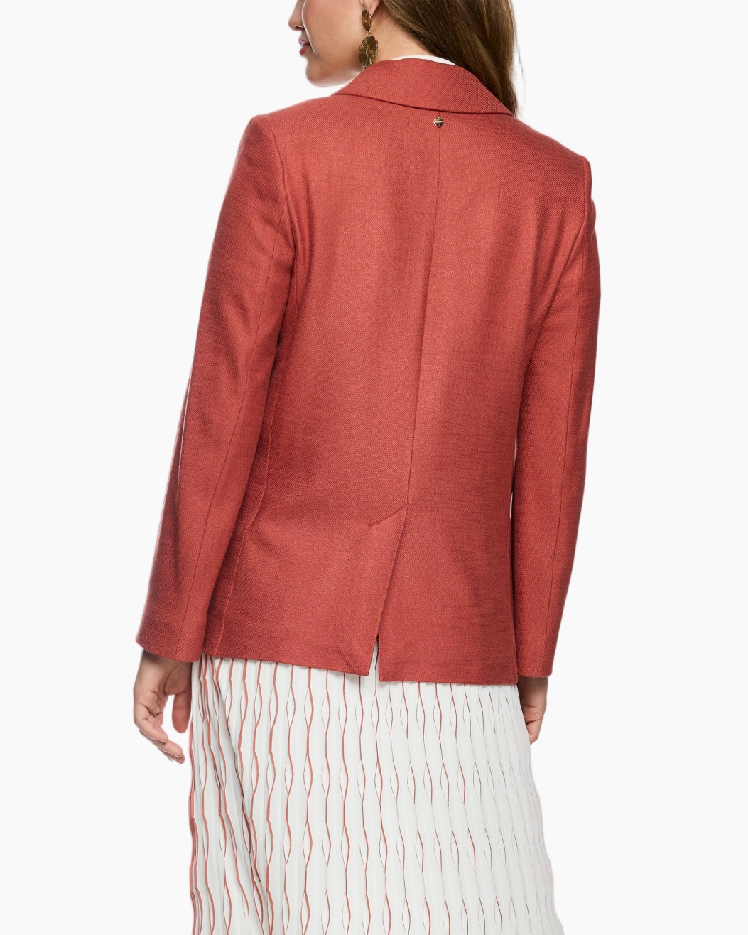 blazer, jacket, linnen, rood/oranje-bruin, effen kleur