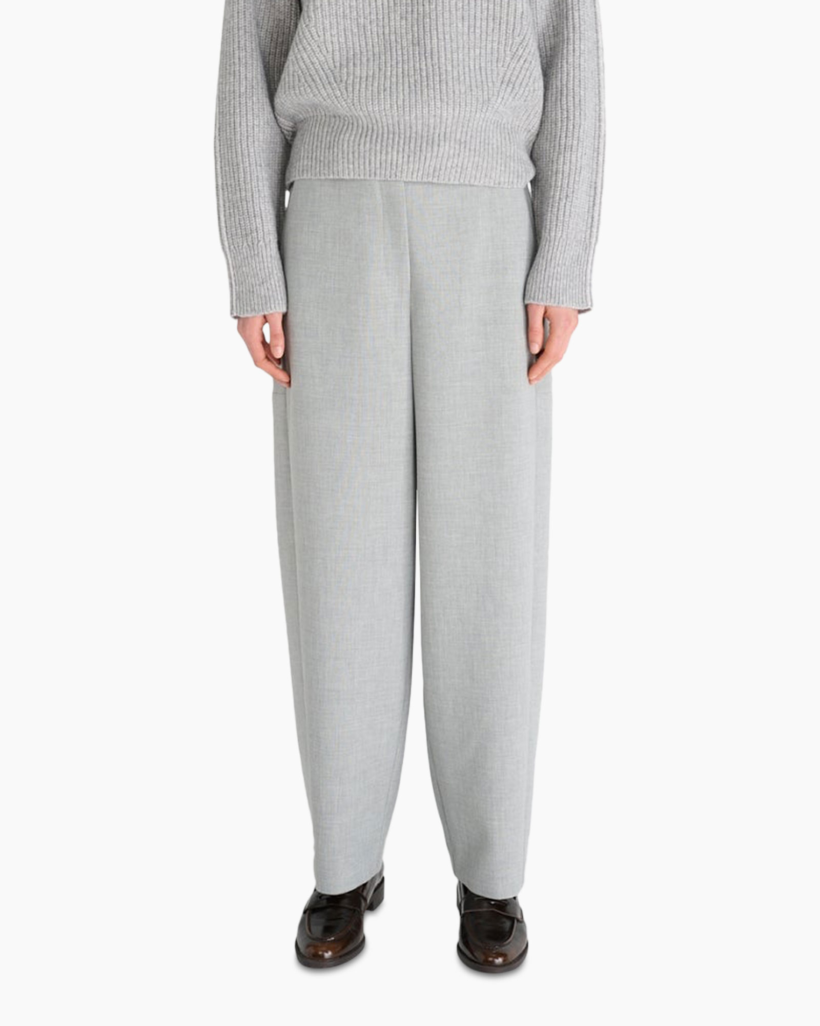 broek, broeken, grijs, wijdere pasvorm, slack