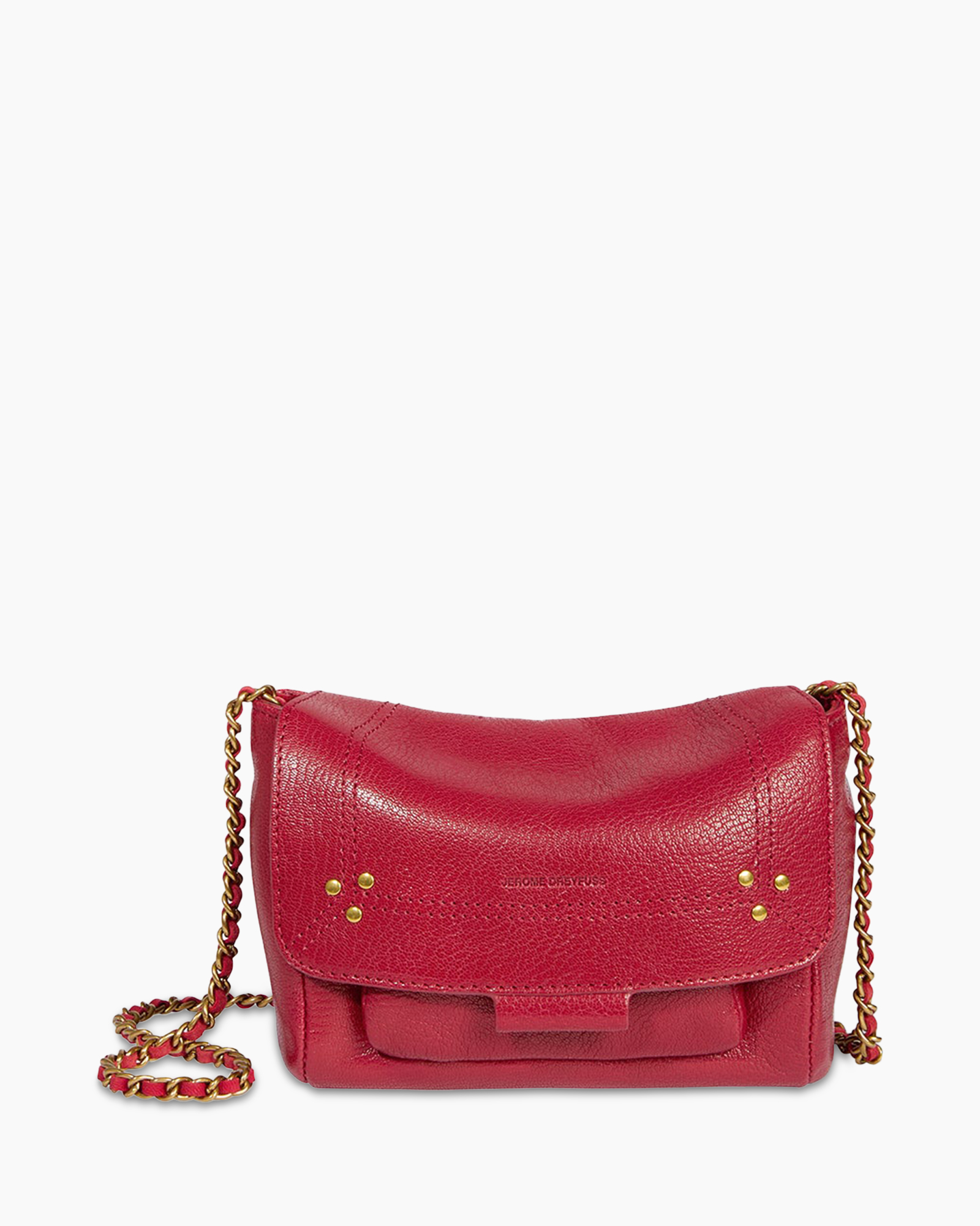 schoudertas, portemonnee, rood, leer, ketting-strap