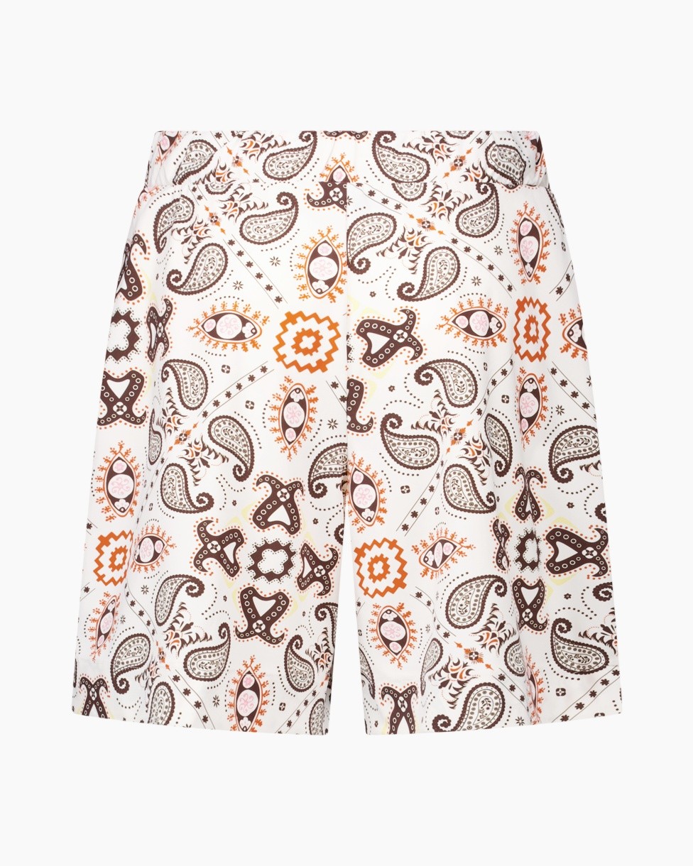 shorts, paisley, geprint, wit, patroon
